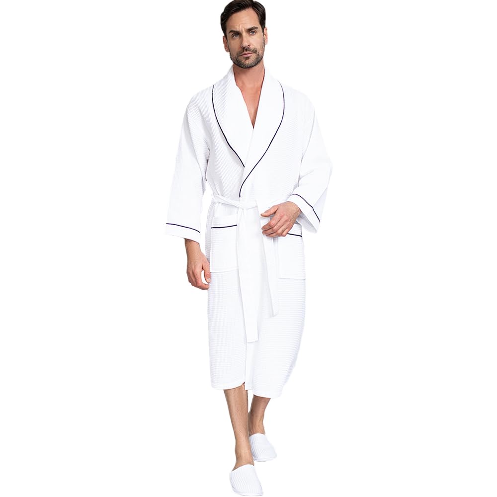Premium Men's Cotton Waffle Bathrobe - Ultra Soft SPA Robe for Relaxation & Lounge Wear - Perfect for Home, Spa, and Hotel Use