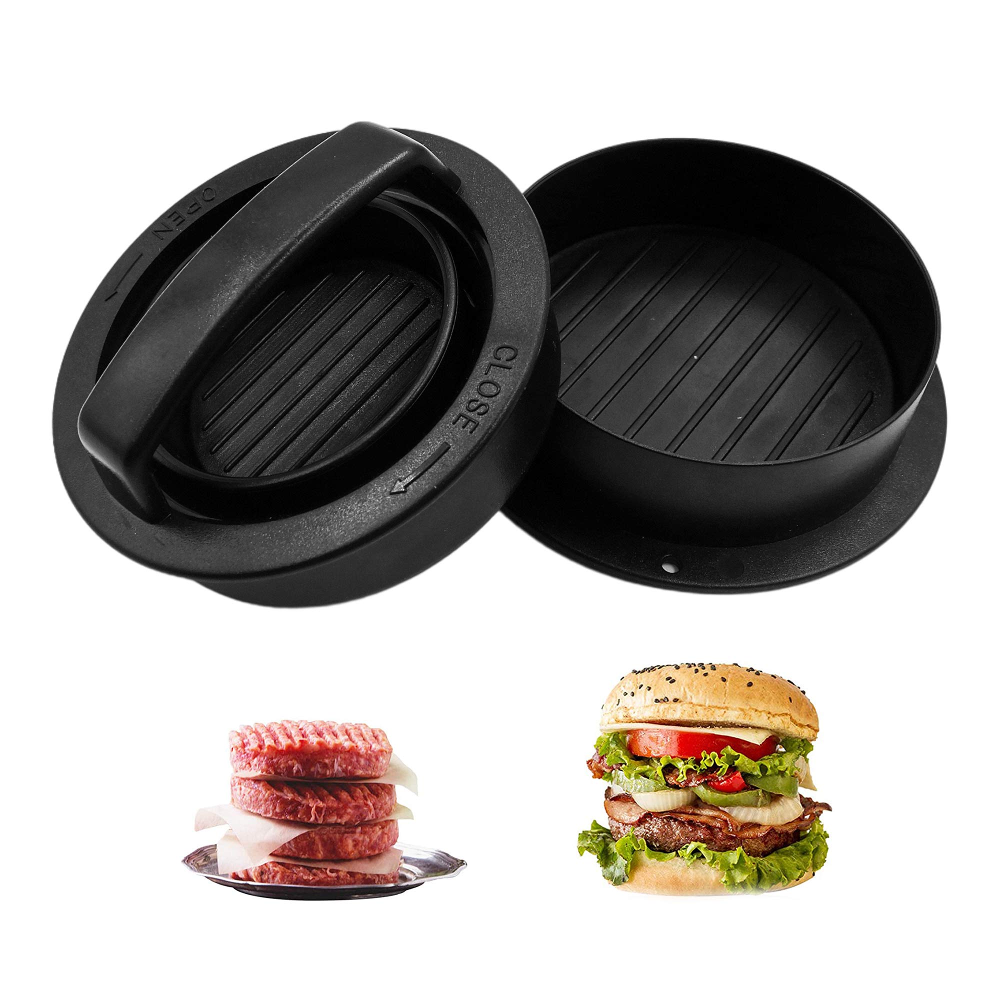 TCAIRG Hamburger Press Patty Maker - Stainless Steel Burger Mold for Stuffed Burgers, Sliders & Beef Patties (3 Sizes) with 100 Wax Papers - Perfect for BBQ, Home Cooking & Restaurant Use