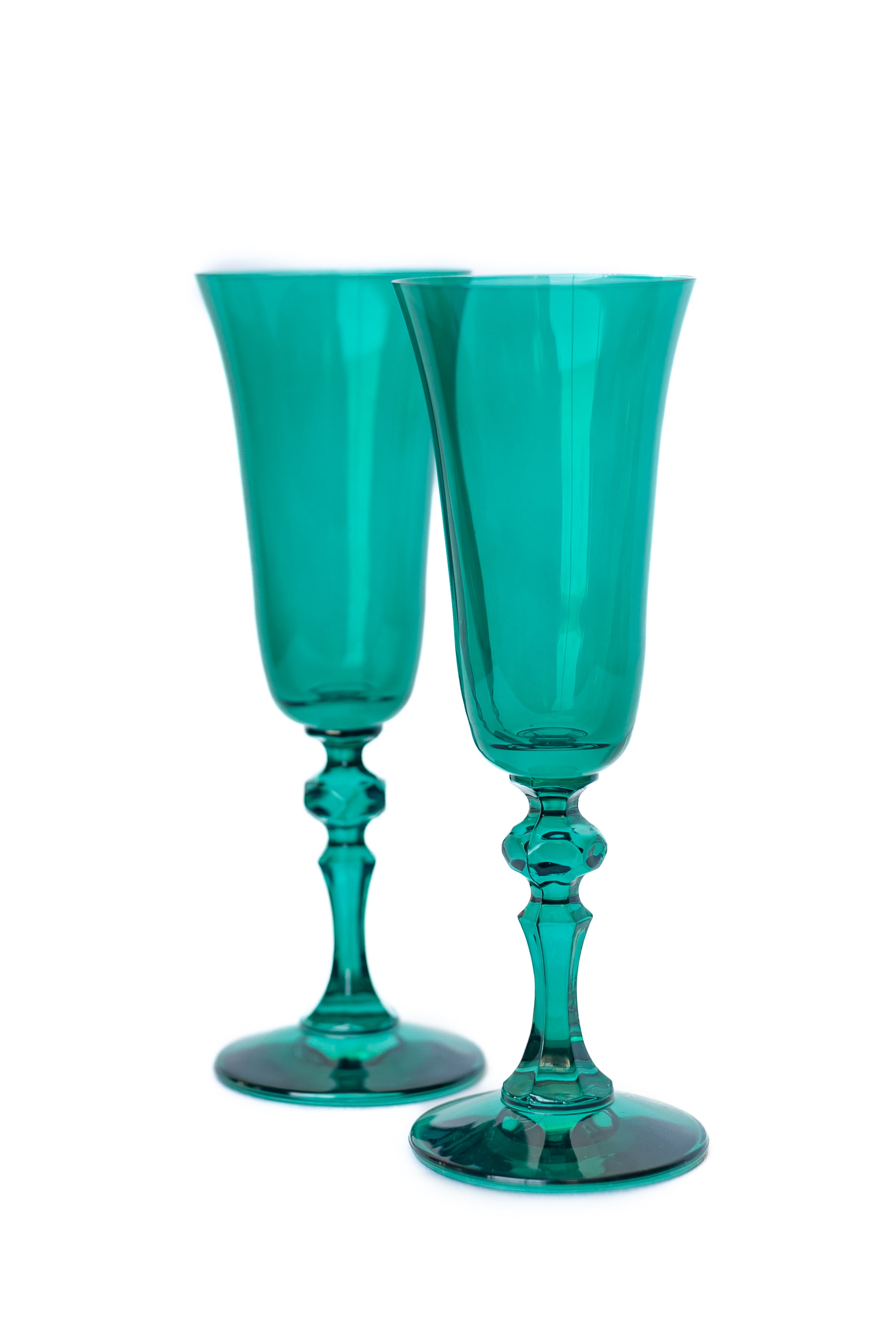 Estelle Colored Regal Flute Set of 2 - Emerald Green Glass Flutes for Champagne, Wine & Cocktails | Elegant Drinkware for Weddings, Parties & Special Occasions