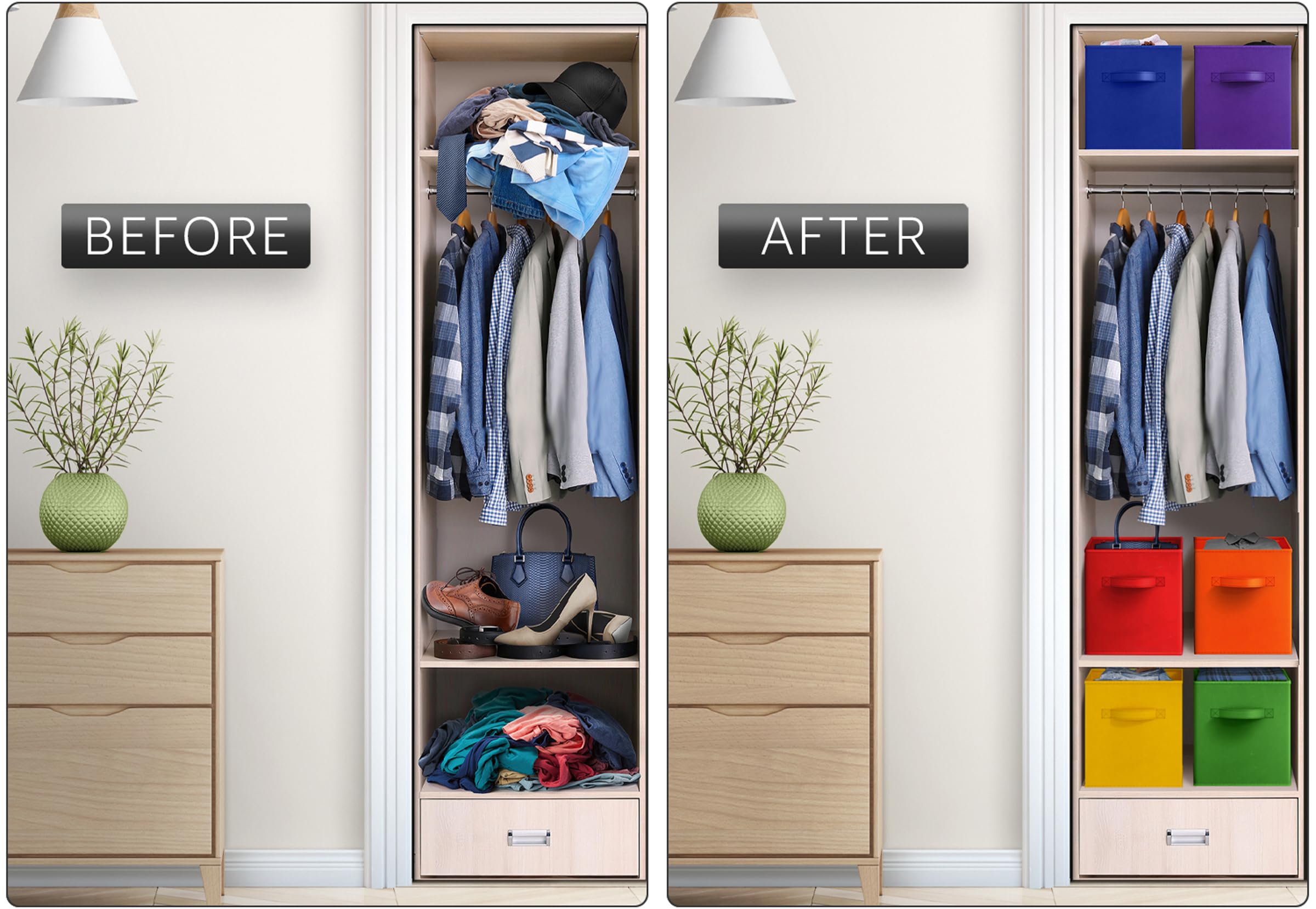 Sorbus 6-Pack Fabric Storage Cubes - Foldable Closet Organizer Bins for Pantry, Shelves, Toys & Clothes - 11 Inch Collapsible Cube Baskets with Handles | Perfect for Bedroom, Nursery & Home Organization
