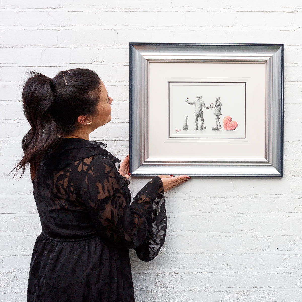 Romantic Love Sketch Art Print - Handmade Original Drawing for Wedding, Anniversary & Valentine's Day Gifts - Perfect for Home Decor & Couples Presents
