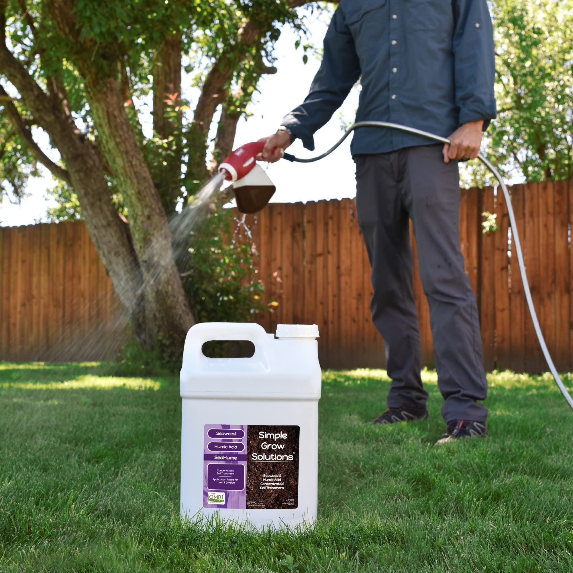 Organic Liquid Seaweed Fertilizer for Lawn & Plants - 8% Kelp Extract with Humic Acid - OMRI Certified Organic Plant Food Concentrate - Promotes Growth for Turf Grass, Gardens & Houseplants - Ideal for Spring Lawn Care & Soil Conditioning (2.5 Gallon)