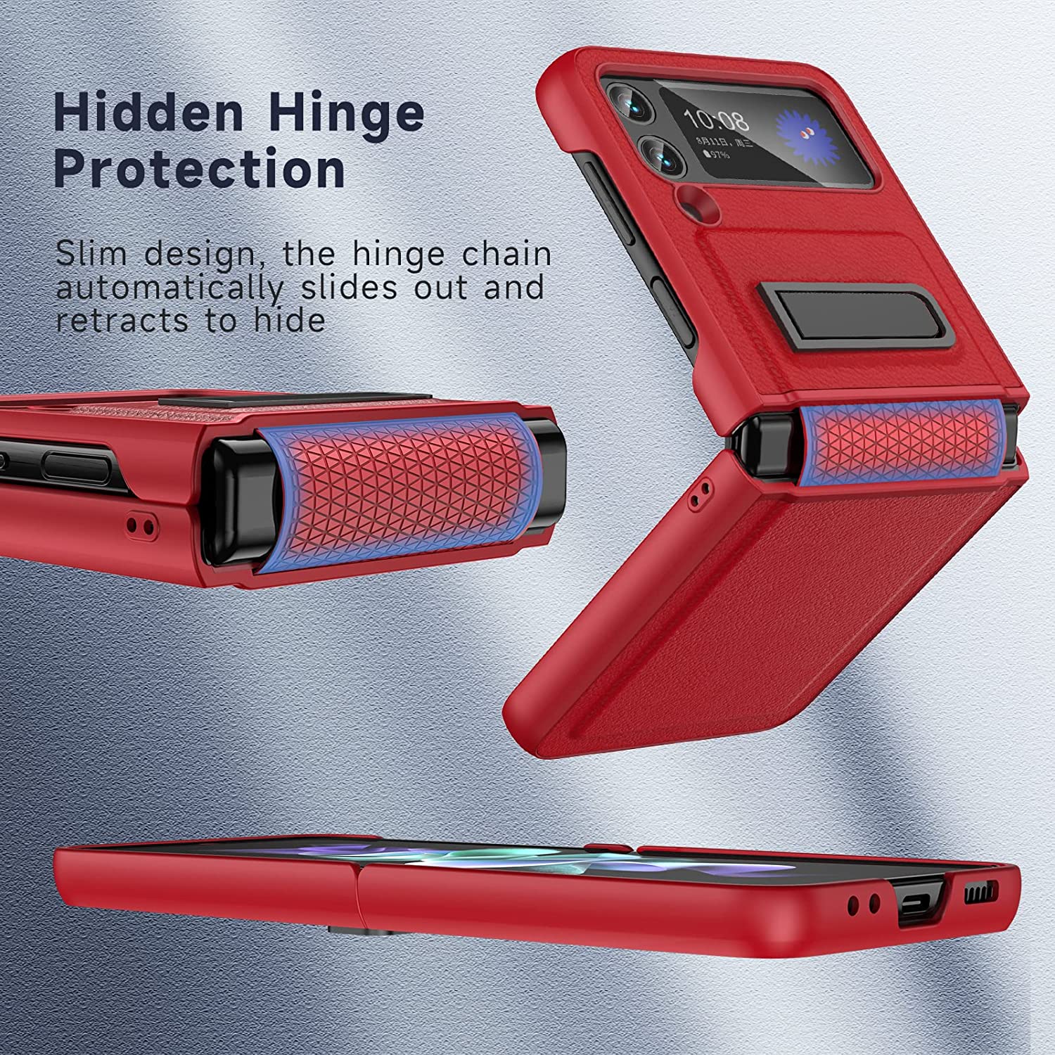 Samsung Galaxy Z Flip 4 Case with Camera Lens Protector & Screen Cover - Shockproof Protective Phone Case in Red | Perfect for Everyday Use, Travel & Outdoor Activities