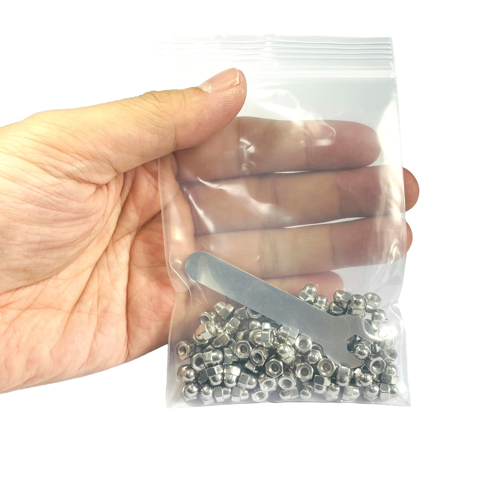 100pcs M3-0.5 Acorn Cap Nuts, 304 Stainless Steel Dome Head Hex Nuts with Bright Finish - 18-8 Grade Hardware Fasteners for Furniture, Machinery & DIY Projects - Open End Wrench Compatible