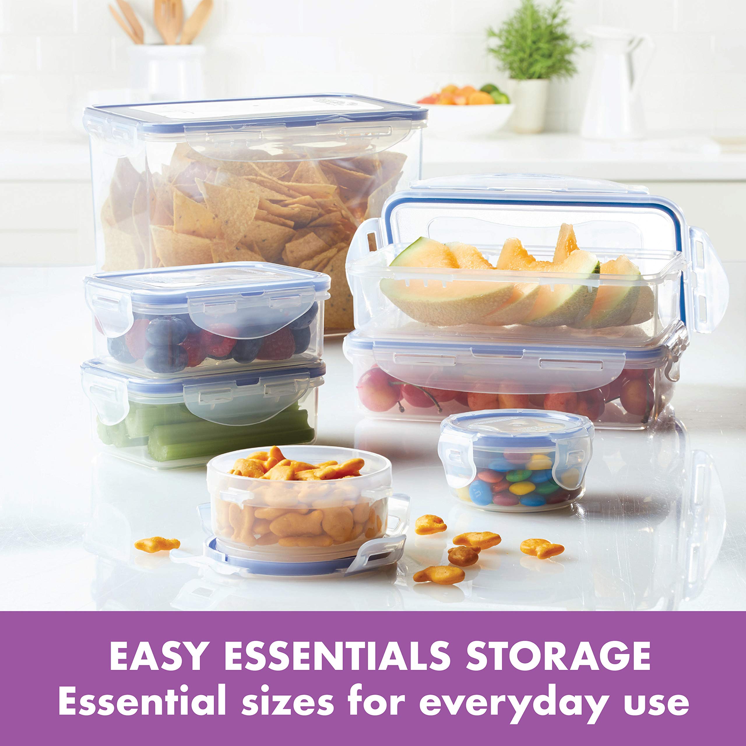 LOCK & LOCK 4-Piece Clear Food Storage Container Set | Airtight Kitchen Organization for Meal Prep, Leftovers & Pantry Storage