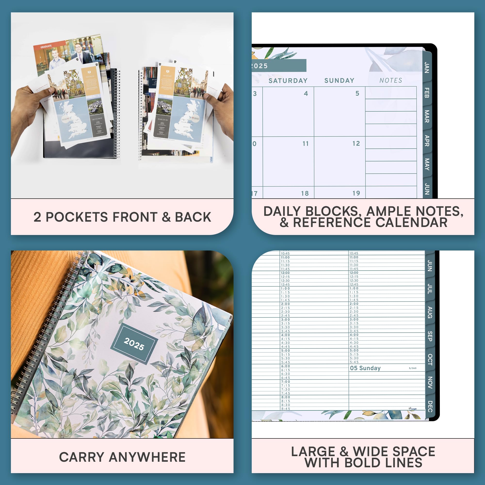 2025 Floral Planner & Appointment Book - 6.5 x 8.5 Inch Daily Weekly Monthly Organizer with 15-Minute Time Slots, Tabs & Calendar for Business, School & Personal Use | Perfect for Office, Home & Student Scheduling (Jan-Dec 2025)