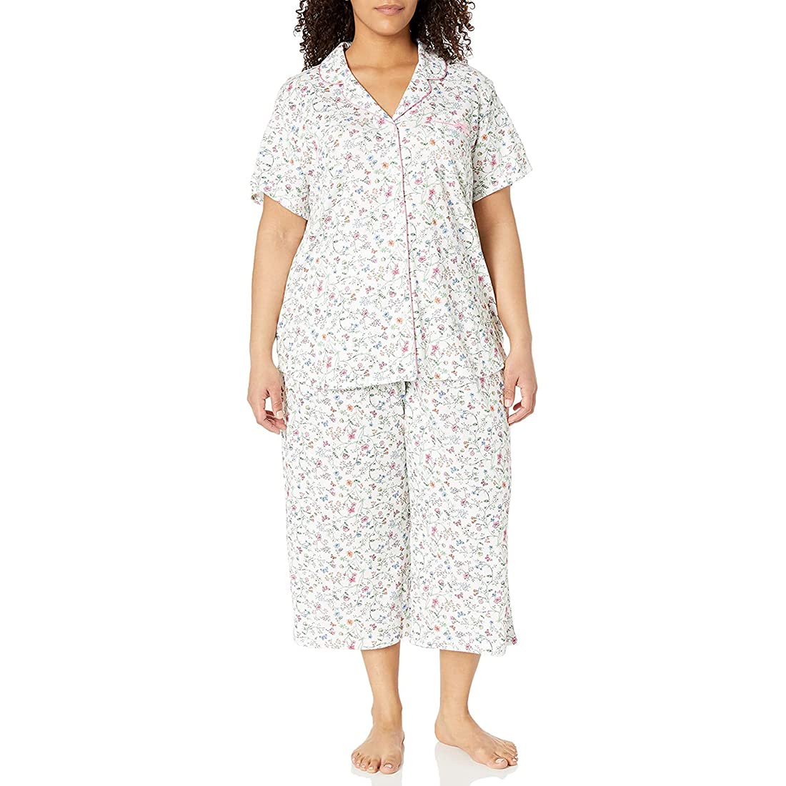 Karen Neuburger Women's Short-Sleeve Floral Pajama Set - Soft Sleepwear for Women, Comfy Lounge Pajamas for Bedtime & Relaxation at Home