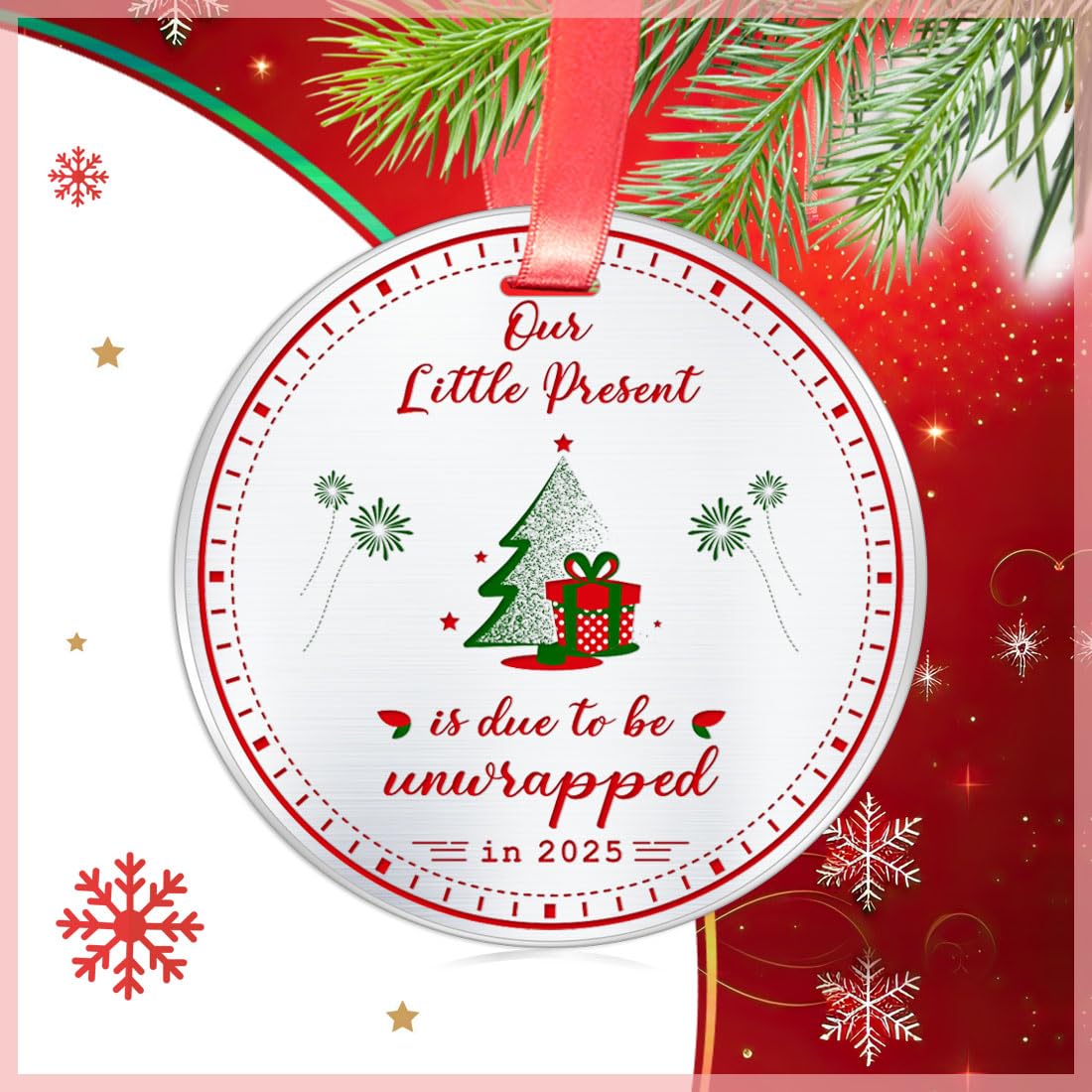 2025 Baby Pregnancy Announcement Gift for Husband, Grandparents & Family - Unique Keepsake Ornament for Expecting Parents - Perfect for Gender Reveal, Baby Shower & Nursery Decor