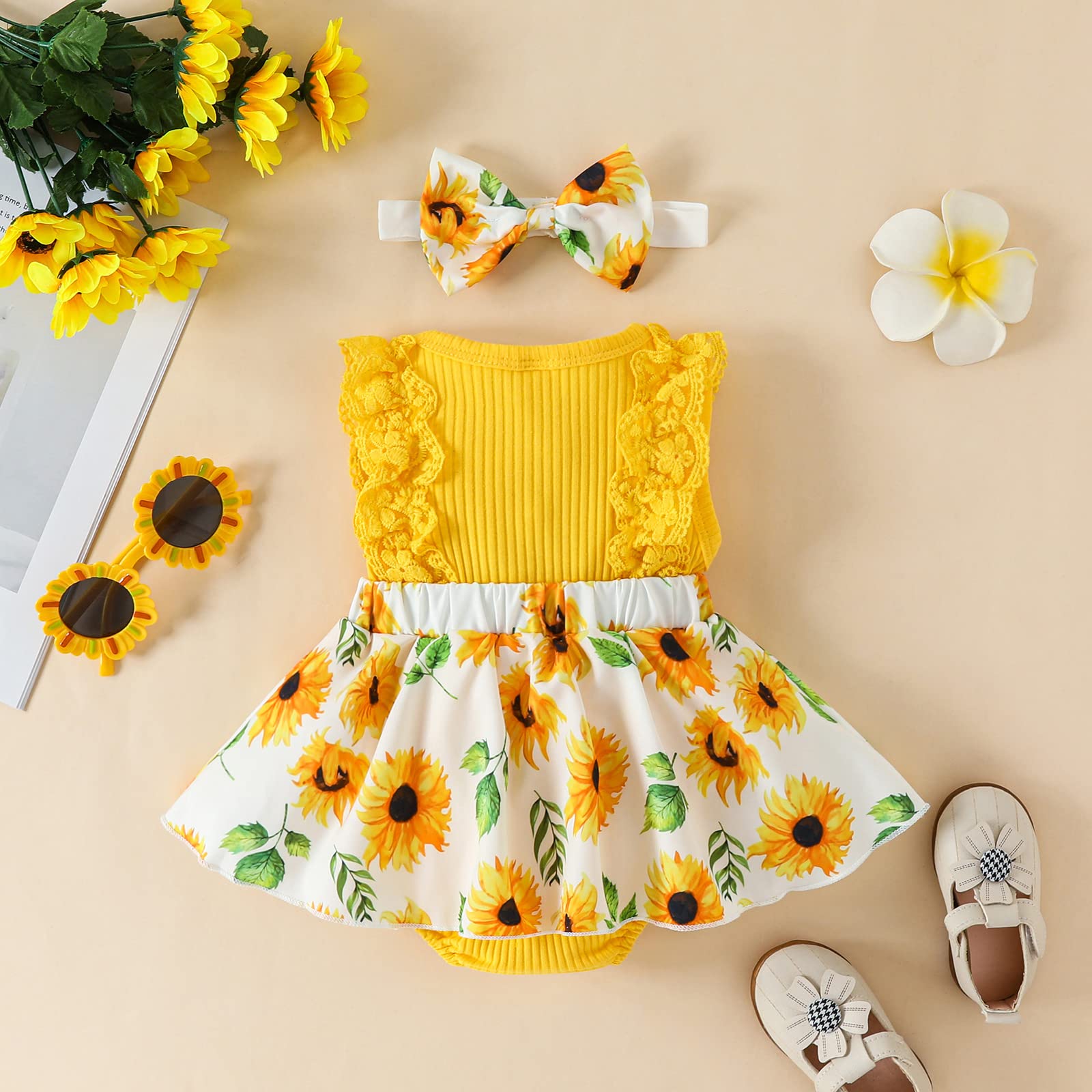 Adorable Baby Girl Summer Romper Dress - Sleeveless Lace Floral Outfit for Newborns & Infants | Perfect for Beach, Photo Shoots & Special Occasions