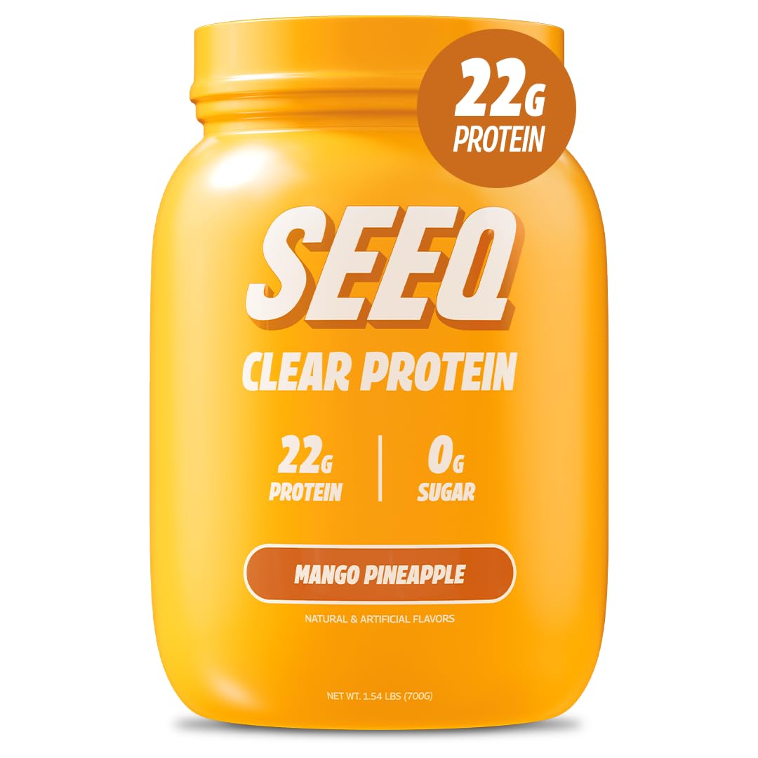 SEEQ Clear Whey Isolate Protein Powder - Mango Pineapple Flavor, 25 Servings, 22g Protein, 0g Lactose, Sugar-Free, Keto-Friendly, Soy-Free - Juice-Like Taste for Post-Workout Recovery & Muscle Growth - Perfect for Gym, Fitness & Healthy Lifestyle