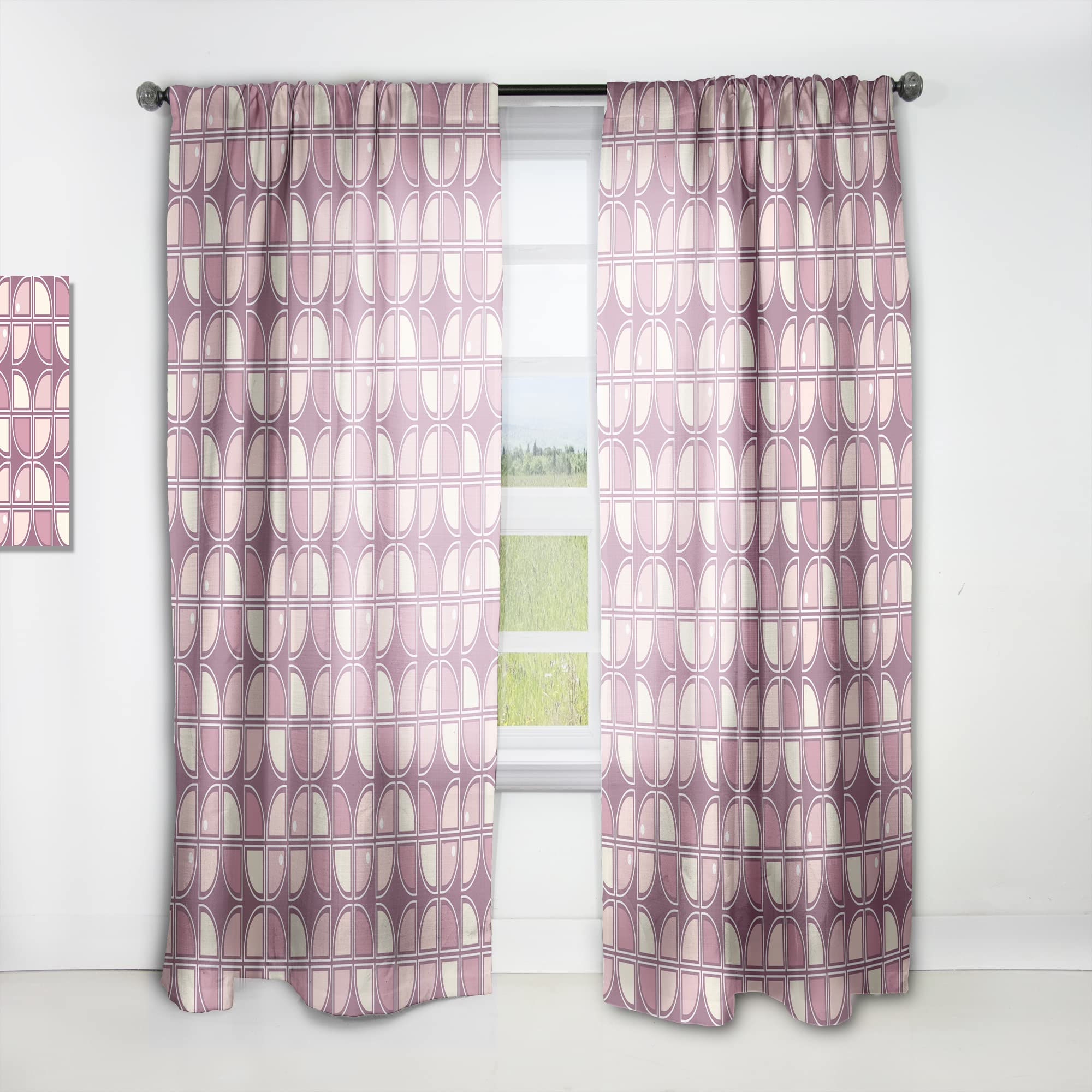 Retro Purple Pink Thermal Insulated Curtains - Single Panel 52x90 Inches - Elegant Drapes for Bedroom & Living Room - Perfect for Home Decor & Light Blocking