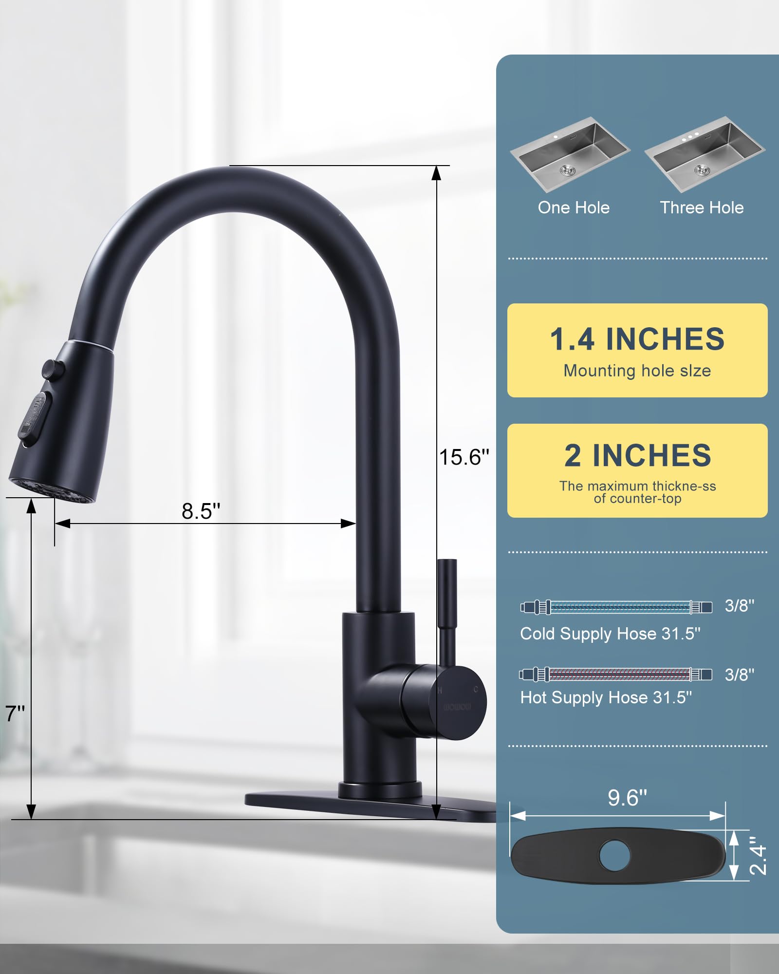 Stainless Steel Pull Down Kitchen Faucet with Sprayer - High Arc for RV & Home Use