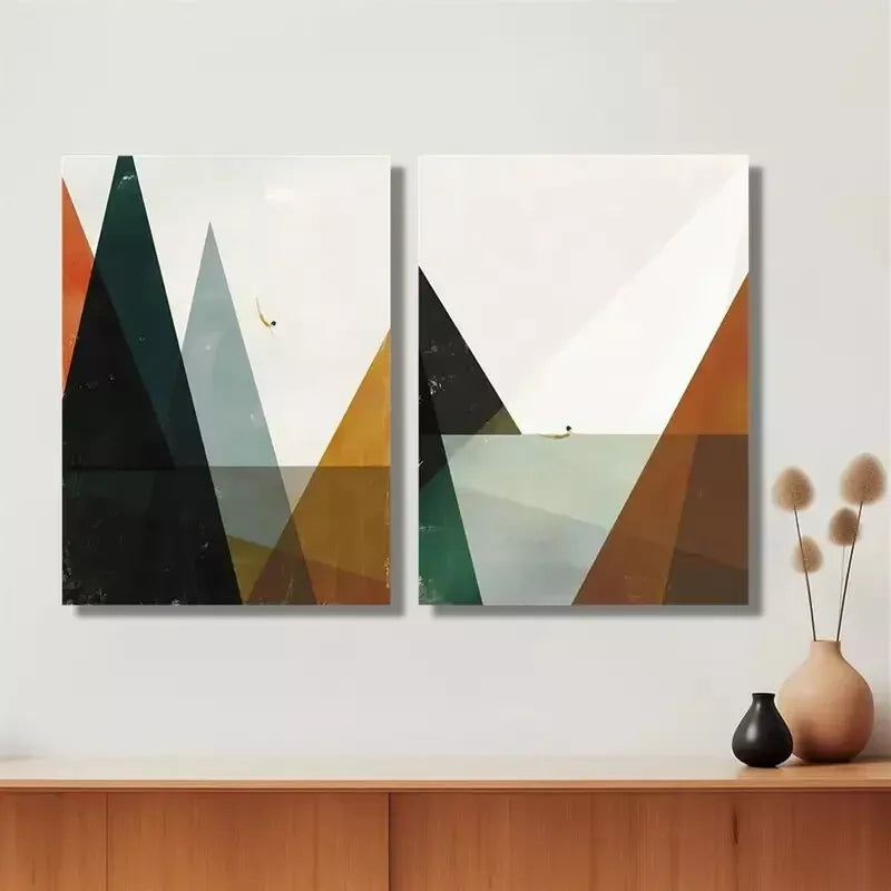 2Pcs Minimalist Geometric Nordic Style Abstract Canvas Wall Art - 50x75cm Framed High-Quality Print - 100% Australian Made - Ready to Hang - Perfect for Living Room, Bedroom & Office Decor