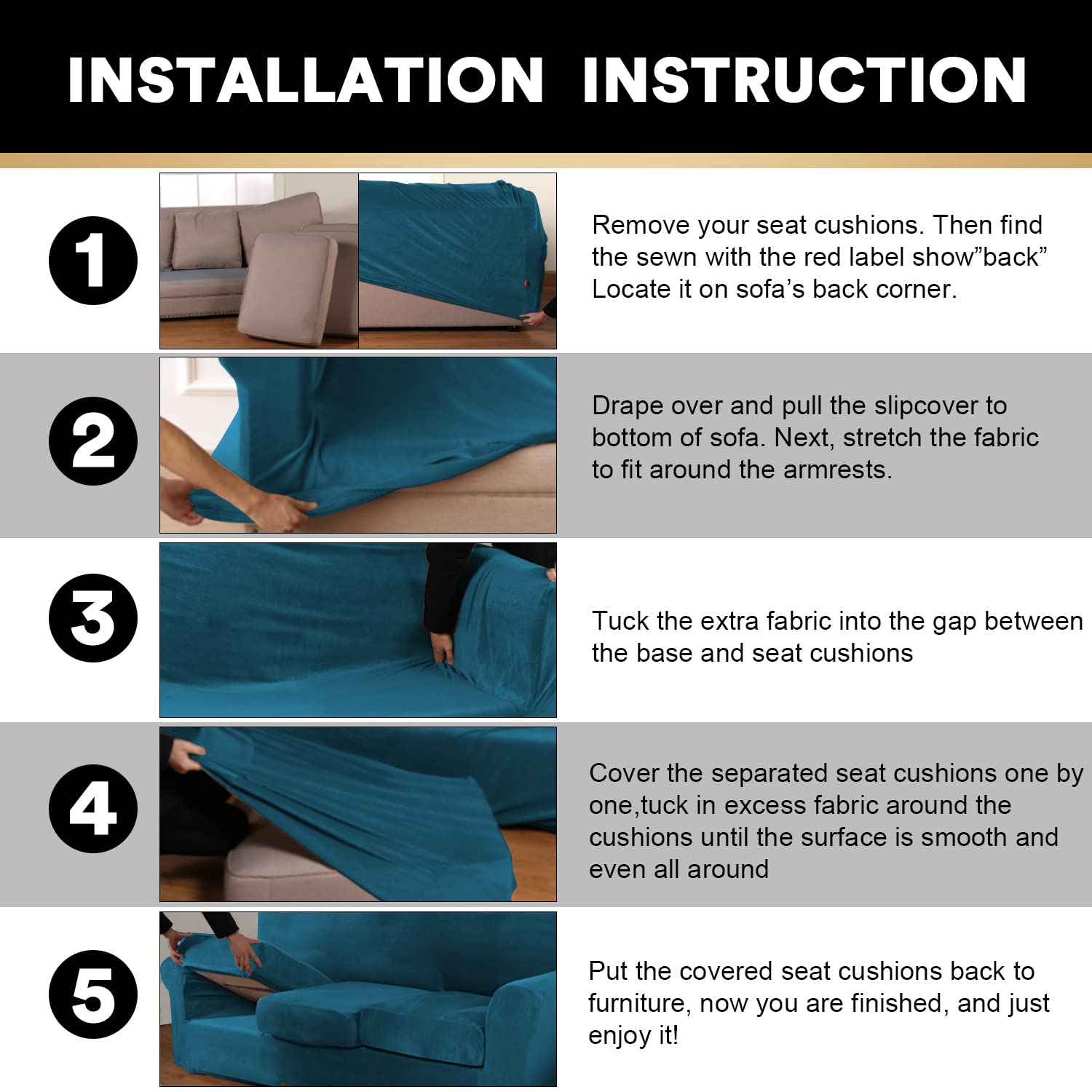 PrinceDeco Velvet Plush Stretch Sofa Cover 2-Piece Set - Washable Furniture Protector with Elastic Bottom, Fits Armchairs Up to 49