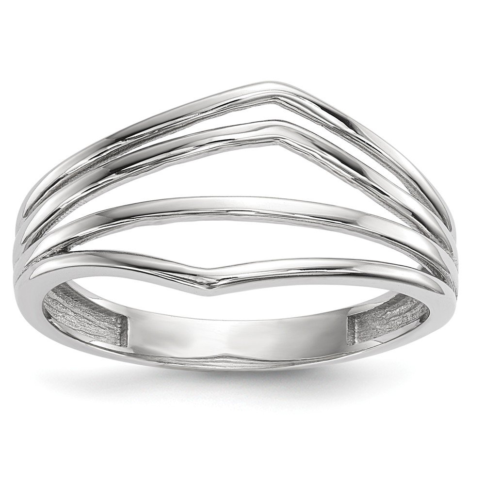 14k White Gold 4-Bar Stackable Ring Band for Women - Minimalist Dainty Jewelry for Everyday Wear, Layering & Special Occasions