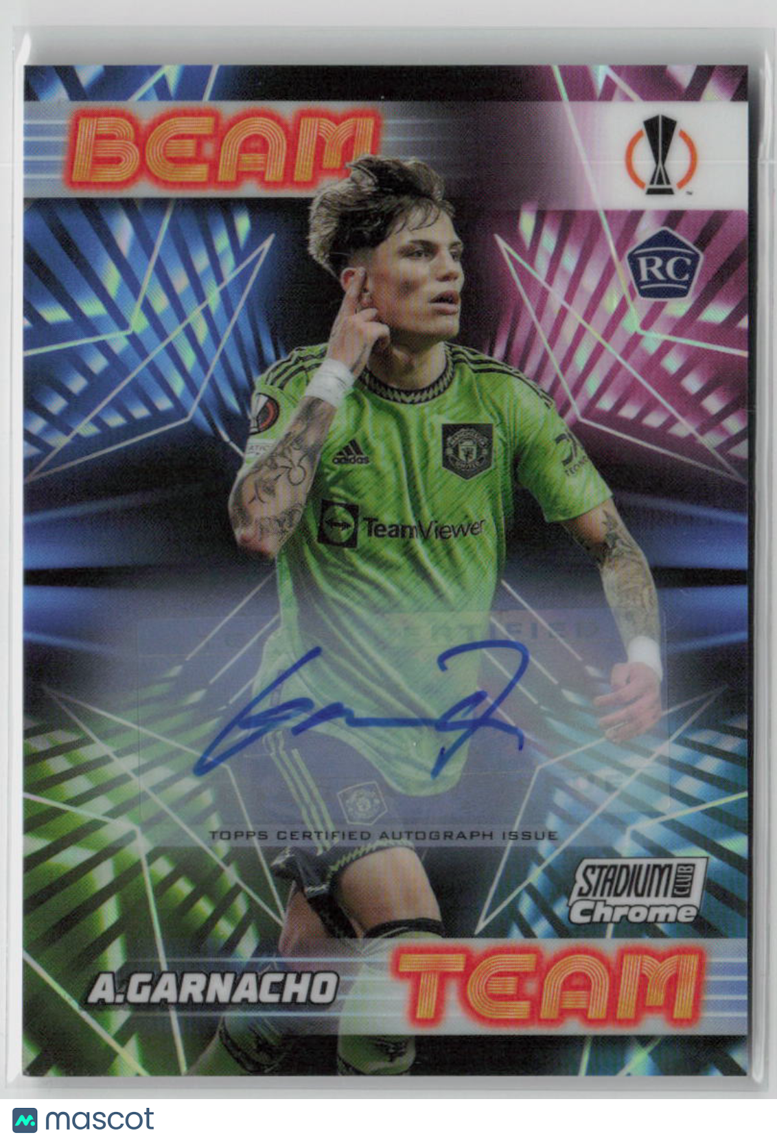 2022 Topps Stadium Club Chrome Alejandro Garnacho Beam Team Auto Rookie #BT AG - Soccer Trading Card for Collectors & Fans - Perfect for Display, Gifts & Memorabilia Collections