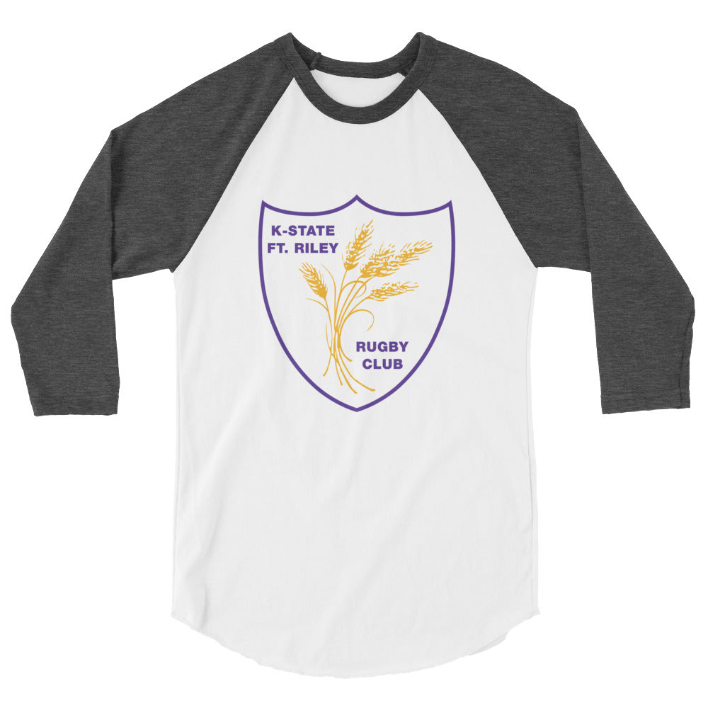 KSUFR Rugby Raglan 3/4 Sleeve T-Shirt for Men - Breathable Cotton Blend Jersey - Vintage Sports Style Tee for Casual Wear, Rugby Games & Outdoor Activities