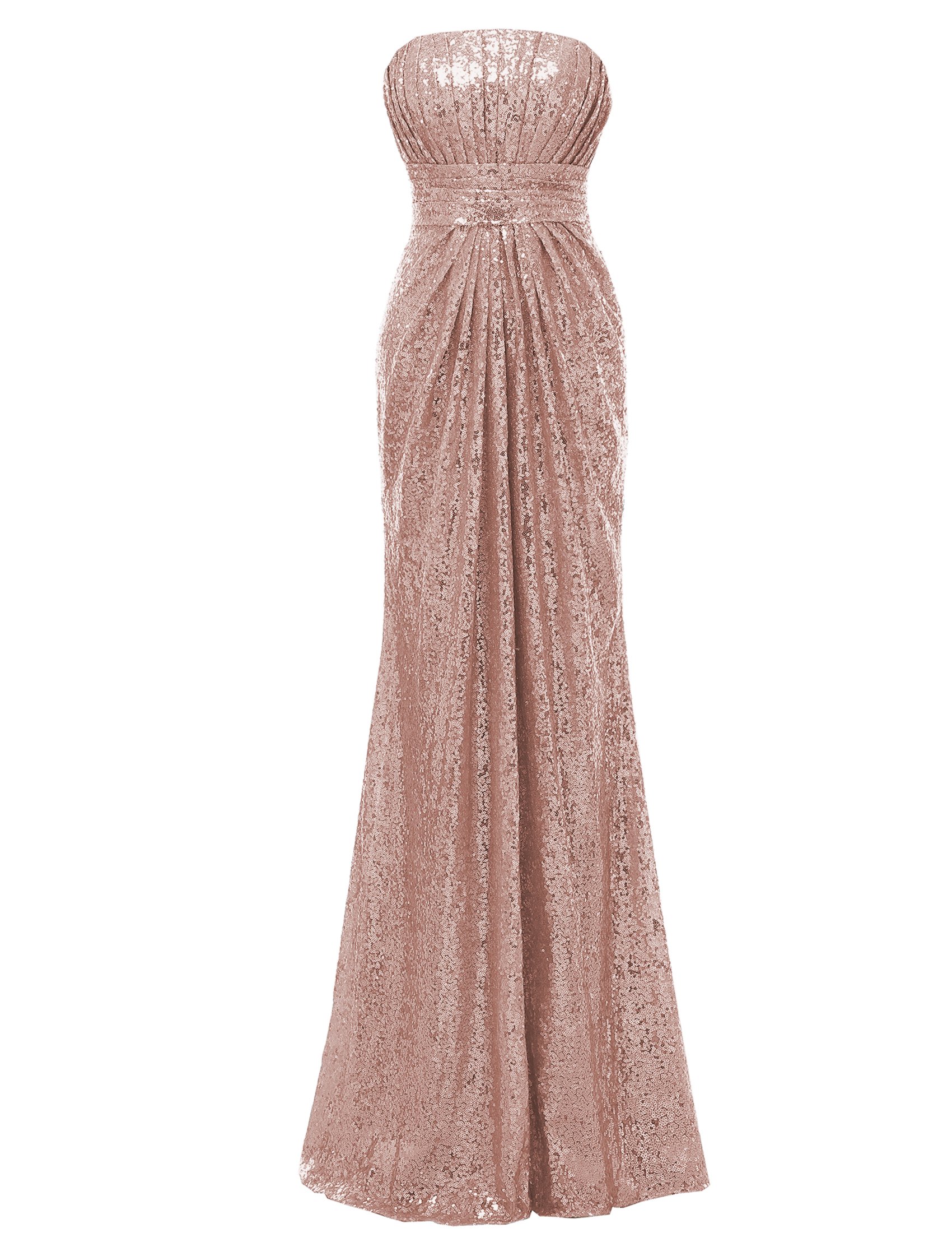 SOLOVEDRESS Women's Elegant Sequin Strapless Long Bridesmaid Dress for Wedding, Prom & Party | Formal Evening Gown for Special Occasions