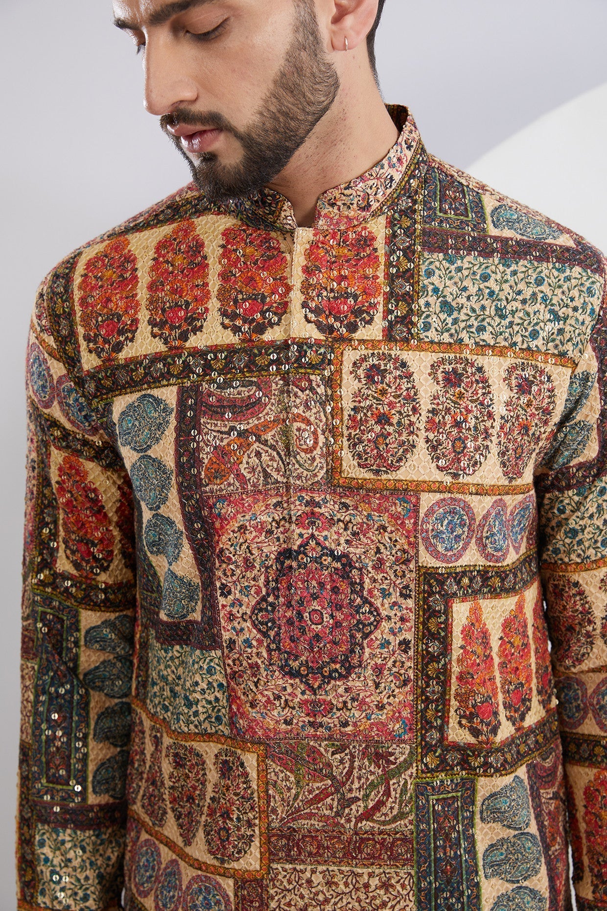 Exquisite Multi Embroidered Kurta with Traditional Kalamkari Kashmiri Print - Perfect for Festivals, Weddings & Ethnic Fashion