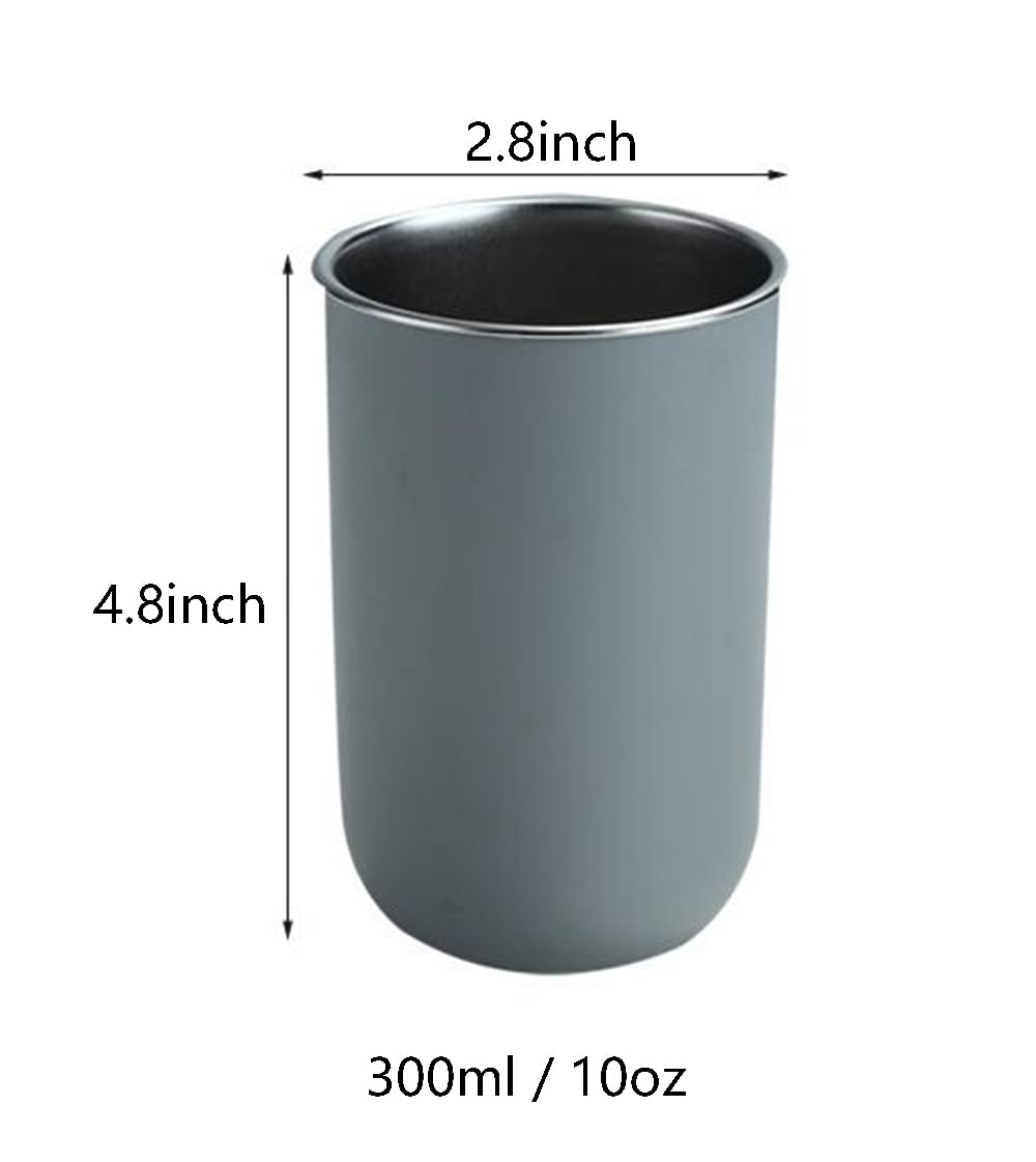 123Arts 2-Pack Stainless Steel Mouthwash Cups - Rustproof Bathroom Tumbler for Toothbrush & Dental Rinse - Perfect for Home, Hotel, and Travel Use