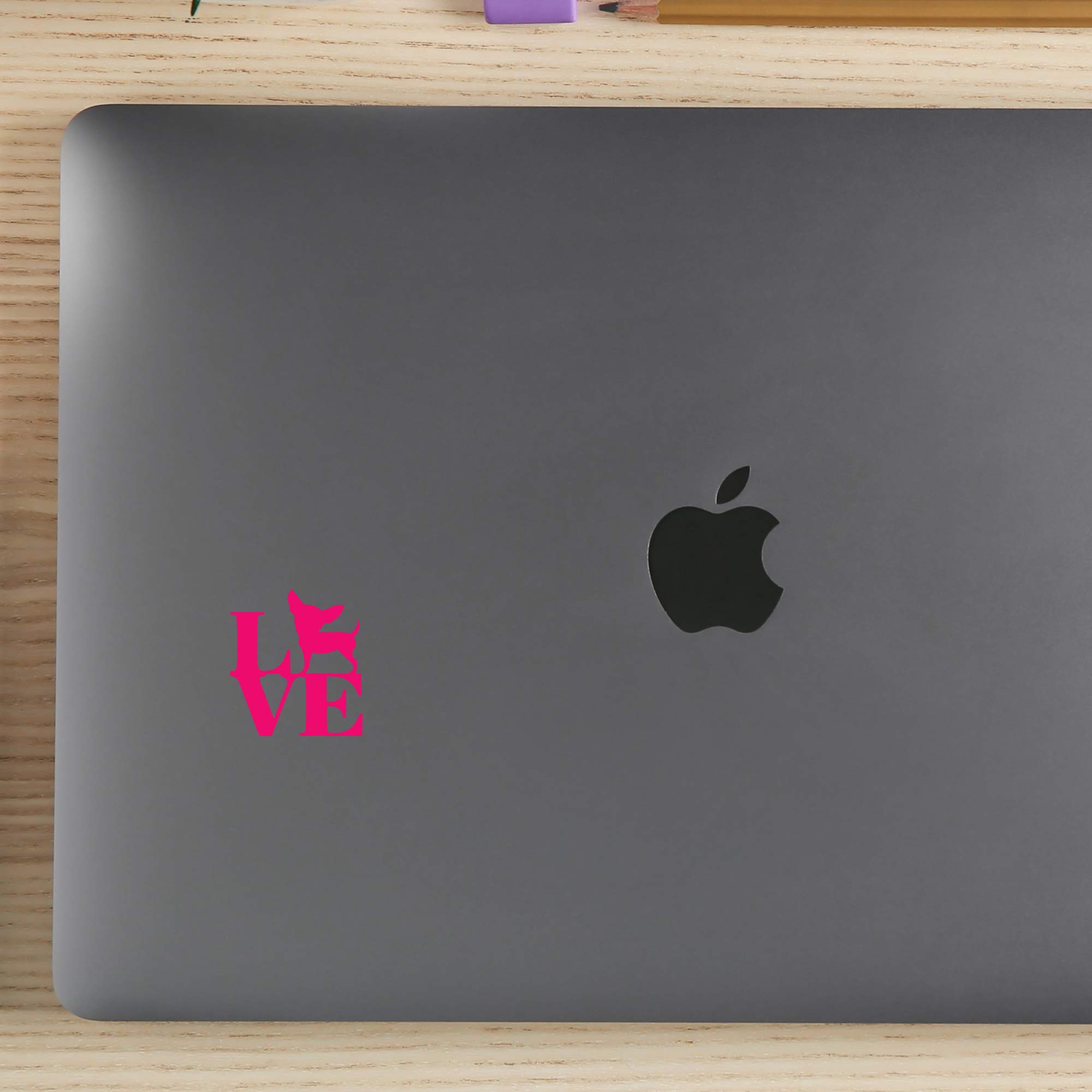Premium Waterproof Vinyl Decal Stickers - Cute Chihuahua Love Design (Pink, Set of 2) for Laptop, Phone, Helmet, Car Window, Mug & Home Decor - Perfect for Pet Lovers & DIY Decoration Projects
