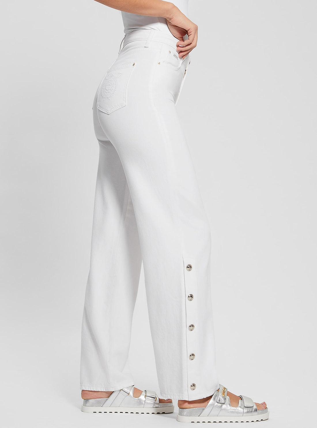High Rise Wide Leg Denim Jeans for Women - Comfortable White Stretch Jeans with Paz Design | Perfect for Casual Wear, Office Outfits & Street Style Fashion
