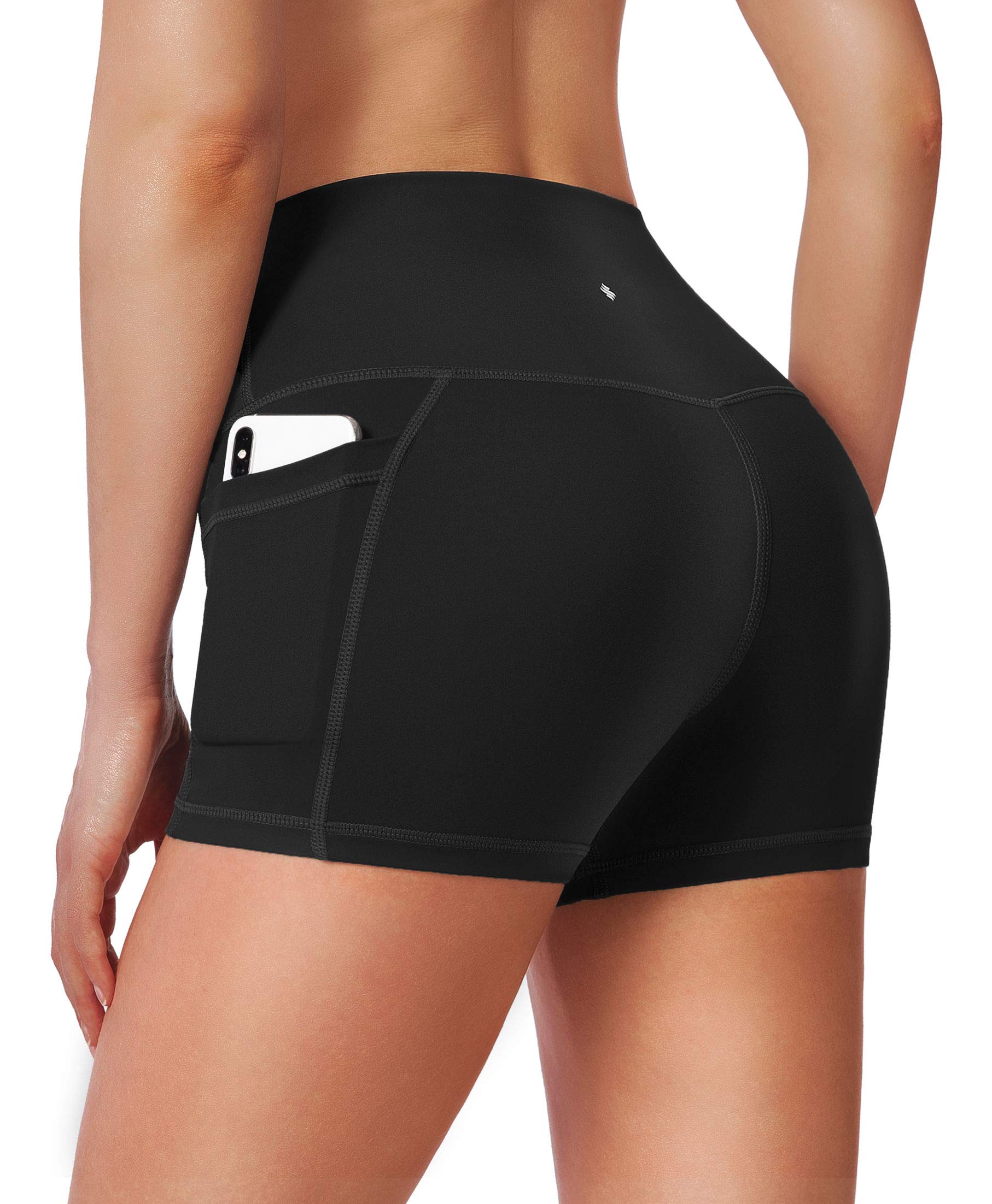 High Waist Yoga Shorts for Women with Side Pockets - Tummy Control Workout Running Gym Biker Shorts 8
