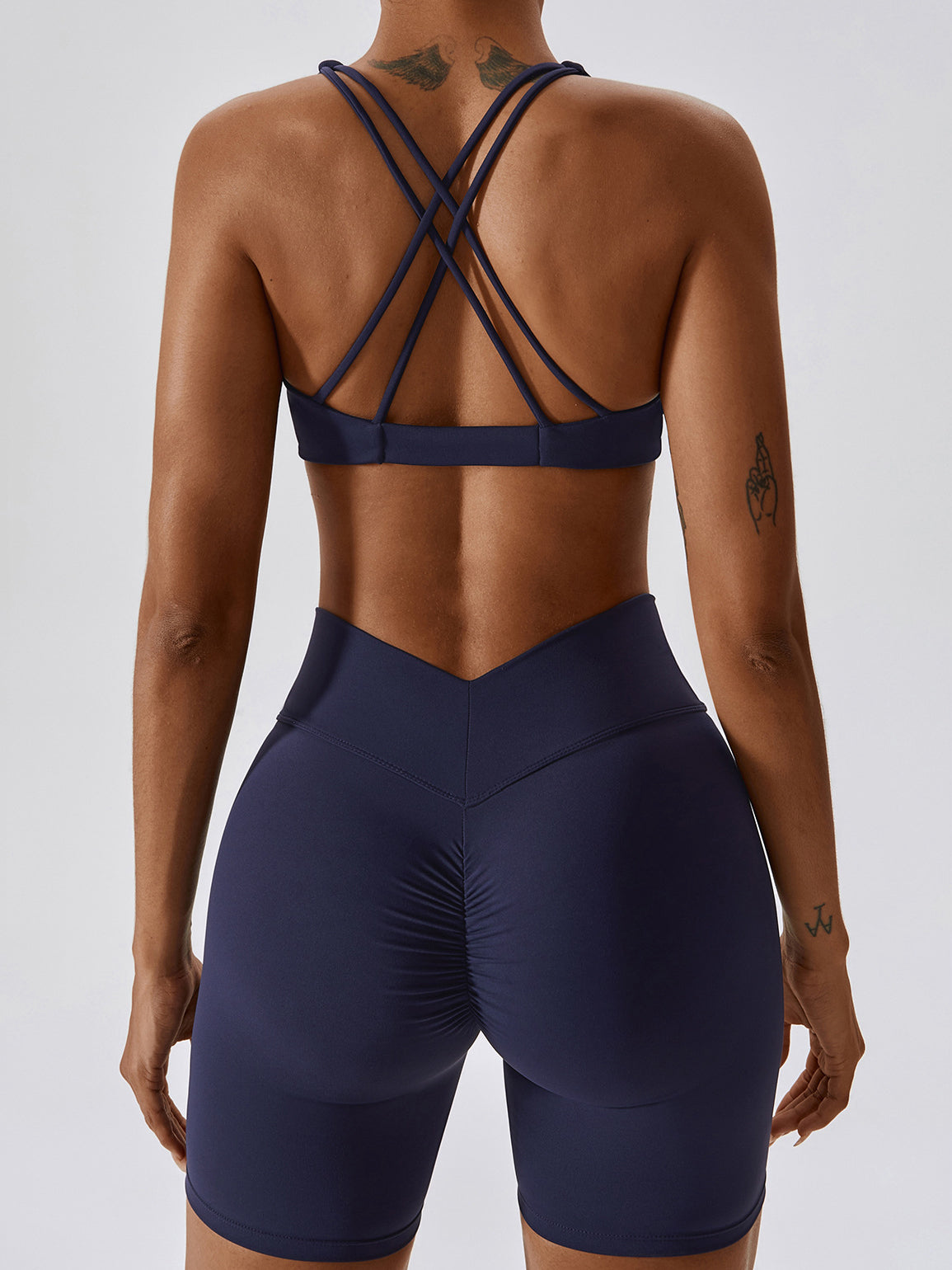 ZASUWA Women's High Waisted Scrunch Butt Lifting Shorts - V Shape Cross Back Yoga Workout Shorts for Running, Gym & Lounge Wear