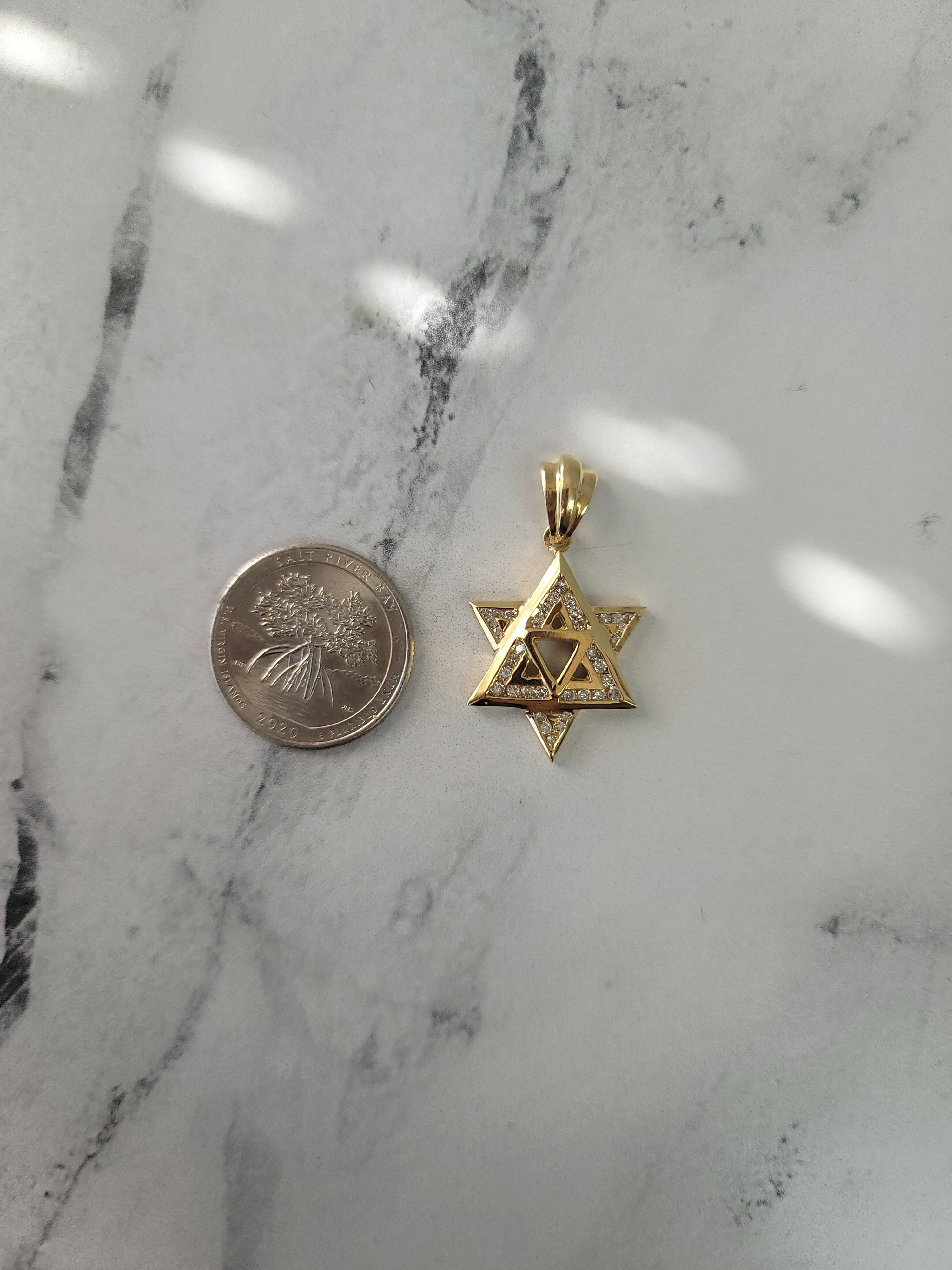 14K Yellow Gold Half Carat Jewish Star Diamond Pendant Necklace - Perfect for Hanukkah Gifts, Bat Mitzvah Celebrations & Everyday Elegance