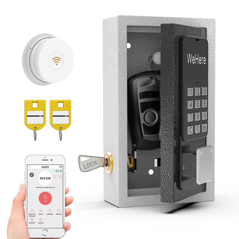 Smart Key Lock Box Wall Mount - Half Remote Unlock Key Safe for House Keys | OTP/APP/Permanent Password Access | Secure Storage for Realtors, Apartments, Garages & Stores | Weatherproof Outdoor Key Holder for Vacation Homes & Rental Properties