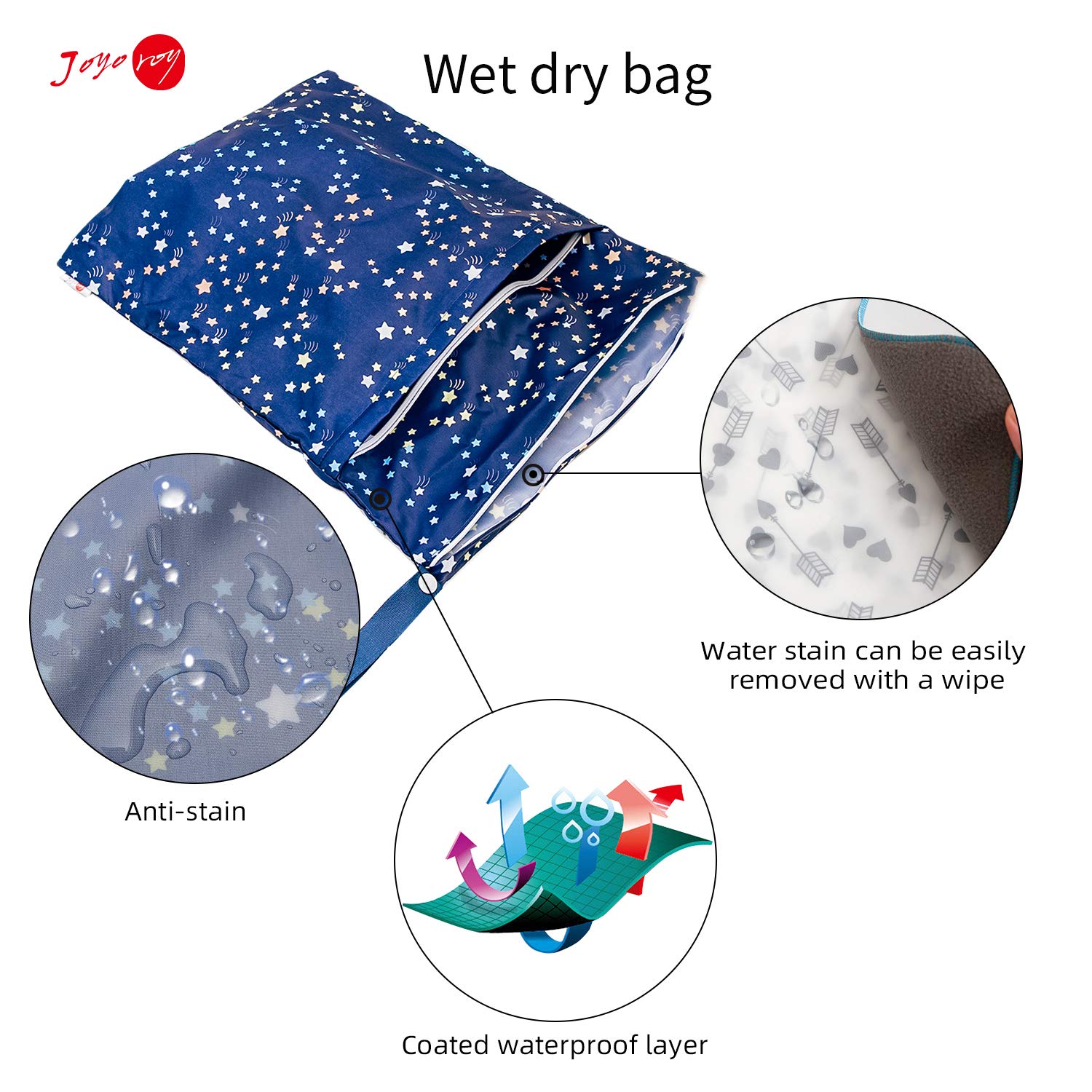 **Joyo Roy Waterproof Wet Dry Diaper Bag - Reusable Leakproof Diaper Wet/Dry Bag for Baby Essentials - Perfect for Travel, Swimming & Daycare**