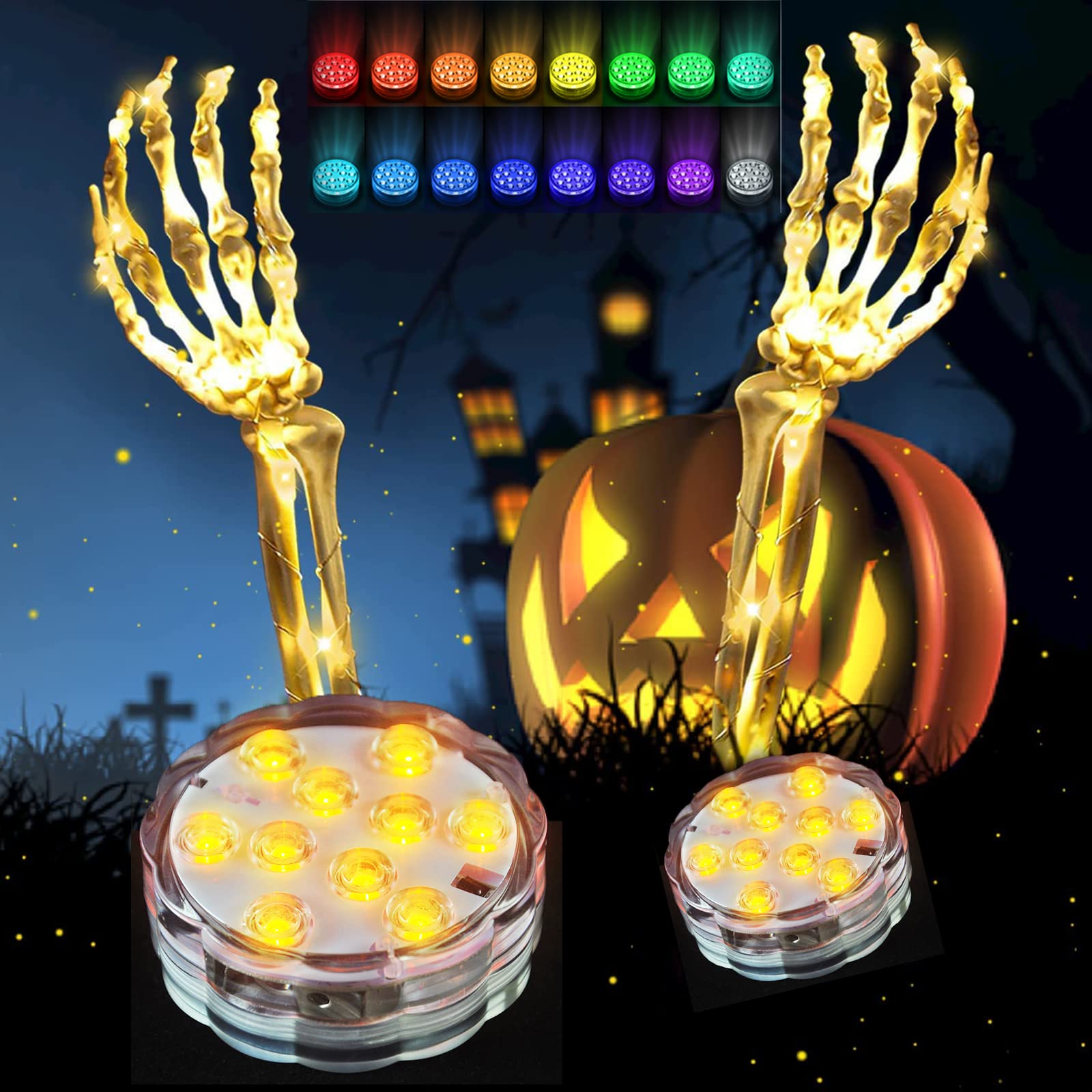 2 Pack Halloween Lights with Remote - IP68 Waterproof 16 Color Changing LED String Lights for Halloween & Christmas Decor - Perfect for Indoor/Outdoor Party, Yard, Garden, and Home Decoration