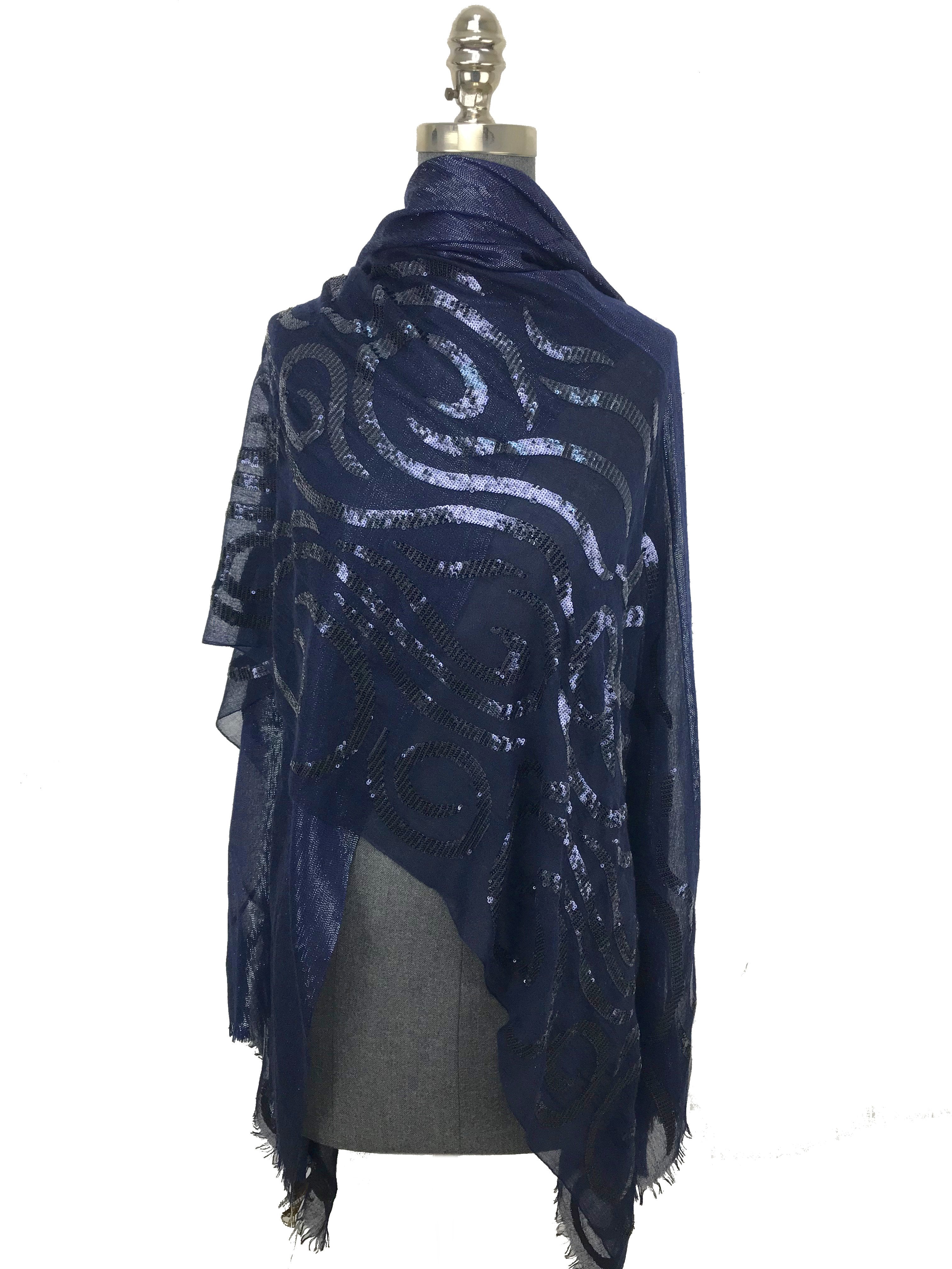 Loro Piana Opposite Sequin Scarf - Luxury Cashmere Shawl for Women, Elegant Evening Wear & Special Occasions
