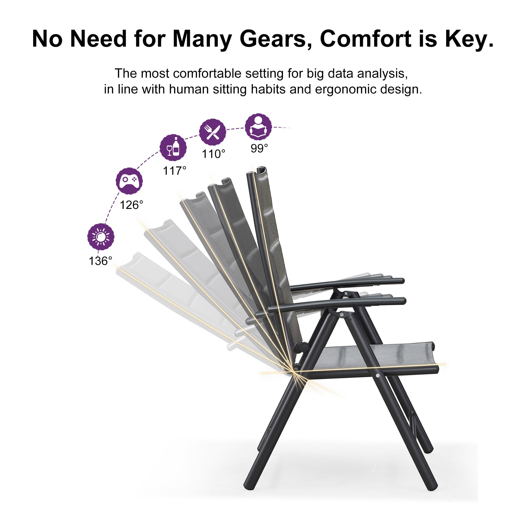 PURPLE LEAF 16-Piece Outdoor Dining Set with 2 Large Aluminum Rectangle Patio Tables & 14 Padded Folding Chairs - Modern Gray Patio Furniture for Deck, Garden, Yard | Perfect for Outdoor Entertaining & Family Gatherings