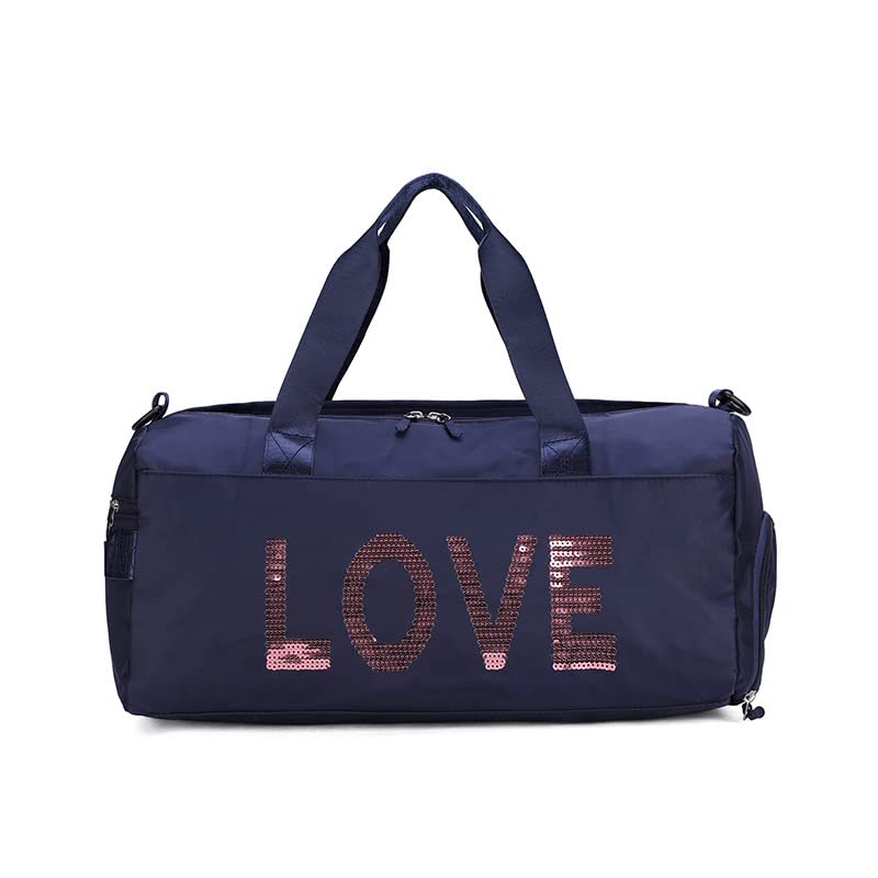 Women's Gym Bag - Large Travel Duffel Bag for Workout, Dance, Overnight & Weekender Trips with Wet Pocket & Shoe Compartment (Blue) - Perfect for Fitness, Yoga, Swimming & Sports