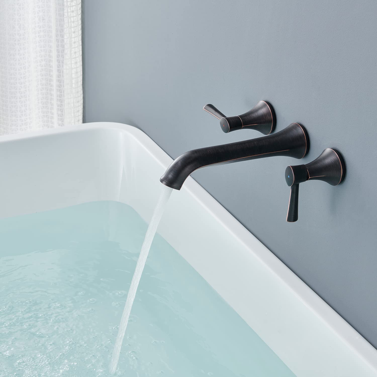 Wall Mount Roman Tub Faucet - Oil Rubbed Bronze Brass Bathtub Filler with 2 Handles - Perfect for Luxury Bathrooms & Spa Retreats