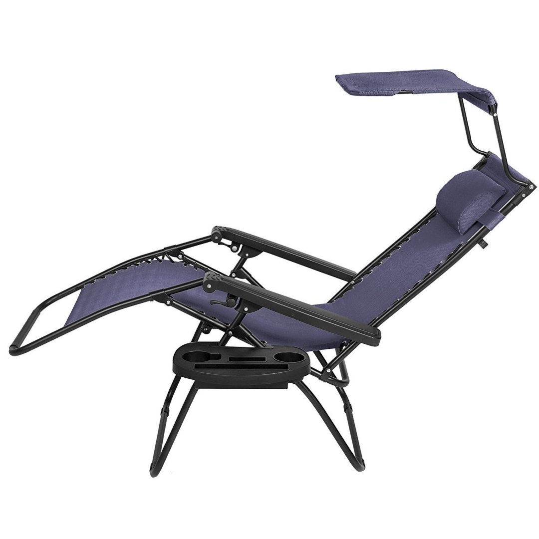 Koonlert14 Zero Gravity Lounge Chair - Adjustable Outdoor Recliner with Padded Headrest, Textilene Fabric & Sunshade Canopy - Perfect for Patio, Poolside & Backyard Relaxation (Navy Blue)