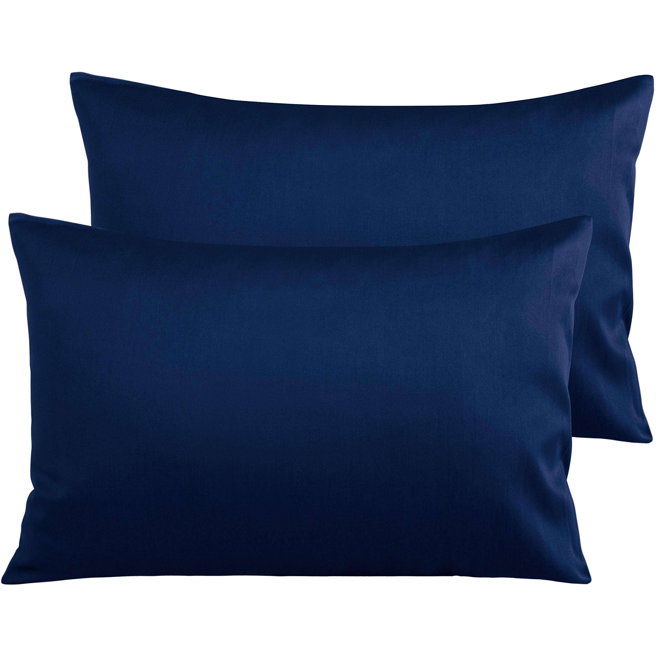 Premium Egyptian Cotton Queen Pillowcase Set of 2 - 500 Thread Count Soft & Breathable Envelope Closure Pillow Covers (20x30 Inches, Navy Blue) for Luxury Bedding & Hotel-Style Comfort