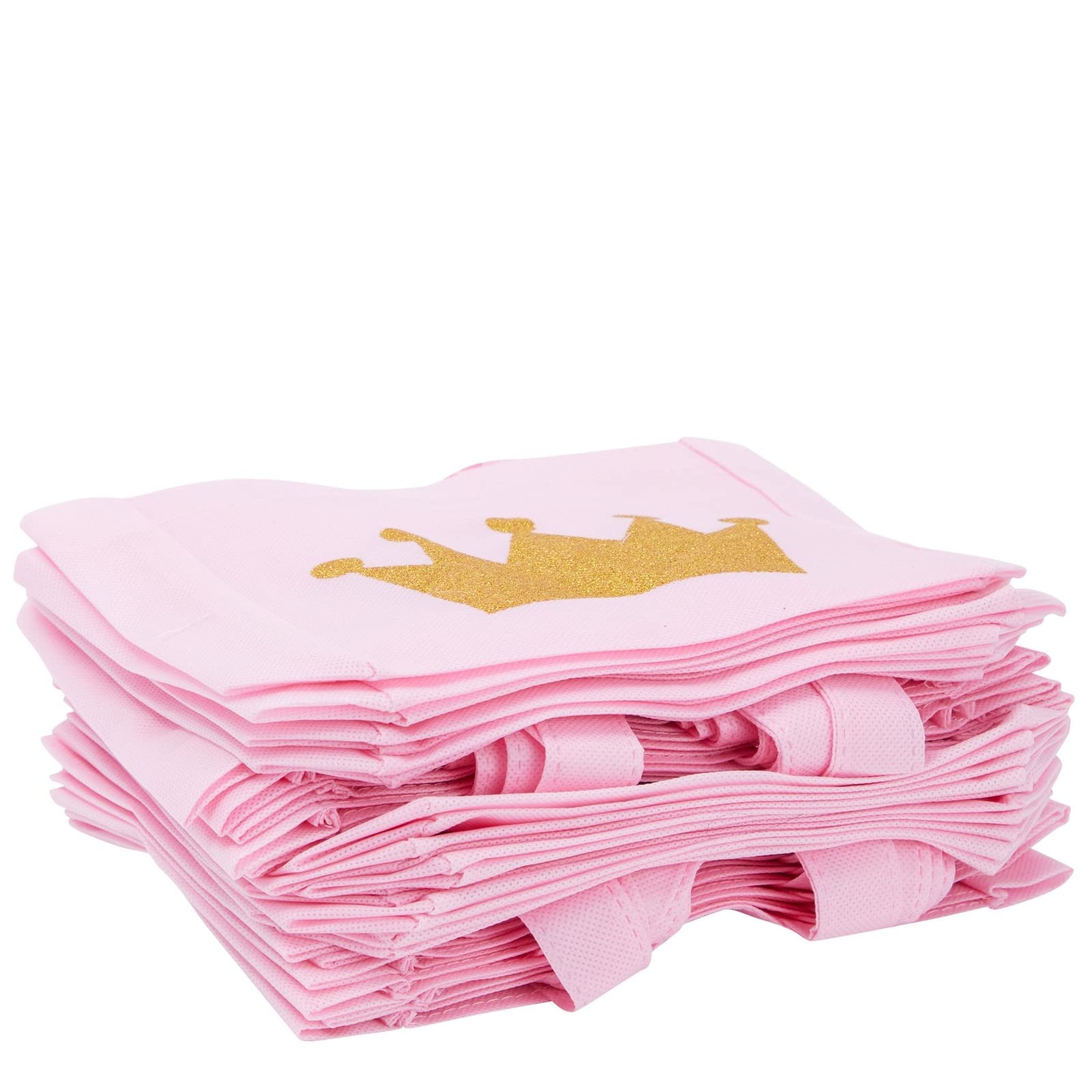 BLUE PANDA 24 Pack Pink Princess Party Favor Bags for Girls - 6.5x7x2 Inch Canvas Gift Bags for Birthday Party Favors, Baby Showers & Kids Celebrations - Perfect for Goodie Bags, Treats & Small Gifts