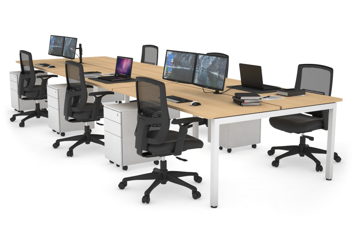 Quadro Square Legs 6-Person Office Workstation Desk [1600L x 700W] - Perfect for Team Collaboration & Open Office Spaces