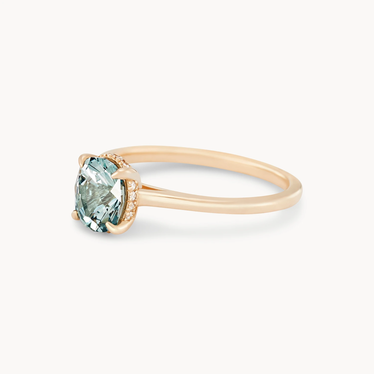 14K Yellow Gold Aqua Blue Oval Gemstone Ring - Unique Handmade Jewelry for Women, Perfect for Weddings, Anniversaries & Special Occasions