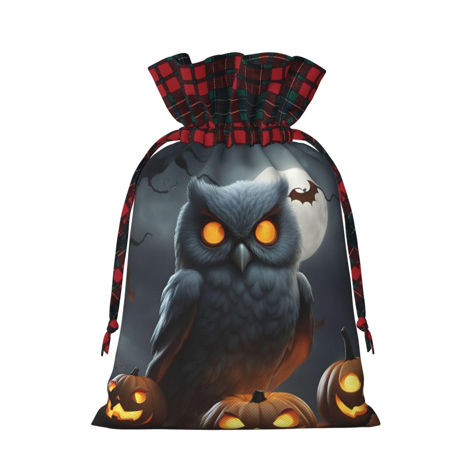Halloween Owl Ghost Pumpkin Themed Reusable Drawstring Gift Bags - Unique Personalized Party Favors for Trick or Treat, Holiday Decorations & Spooky Celebrations