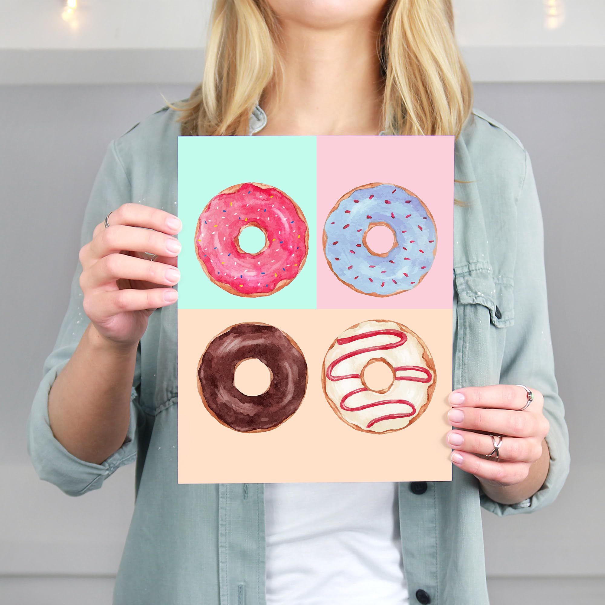Donut Art Print - 8x10 Unframed Wall Decor | Whimsical Donut Lovers Gift & Kitchen Art | Perfect for Home, Cafe, Bakery & Bedroom Decorations