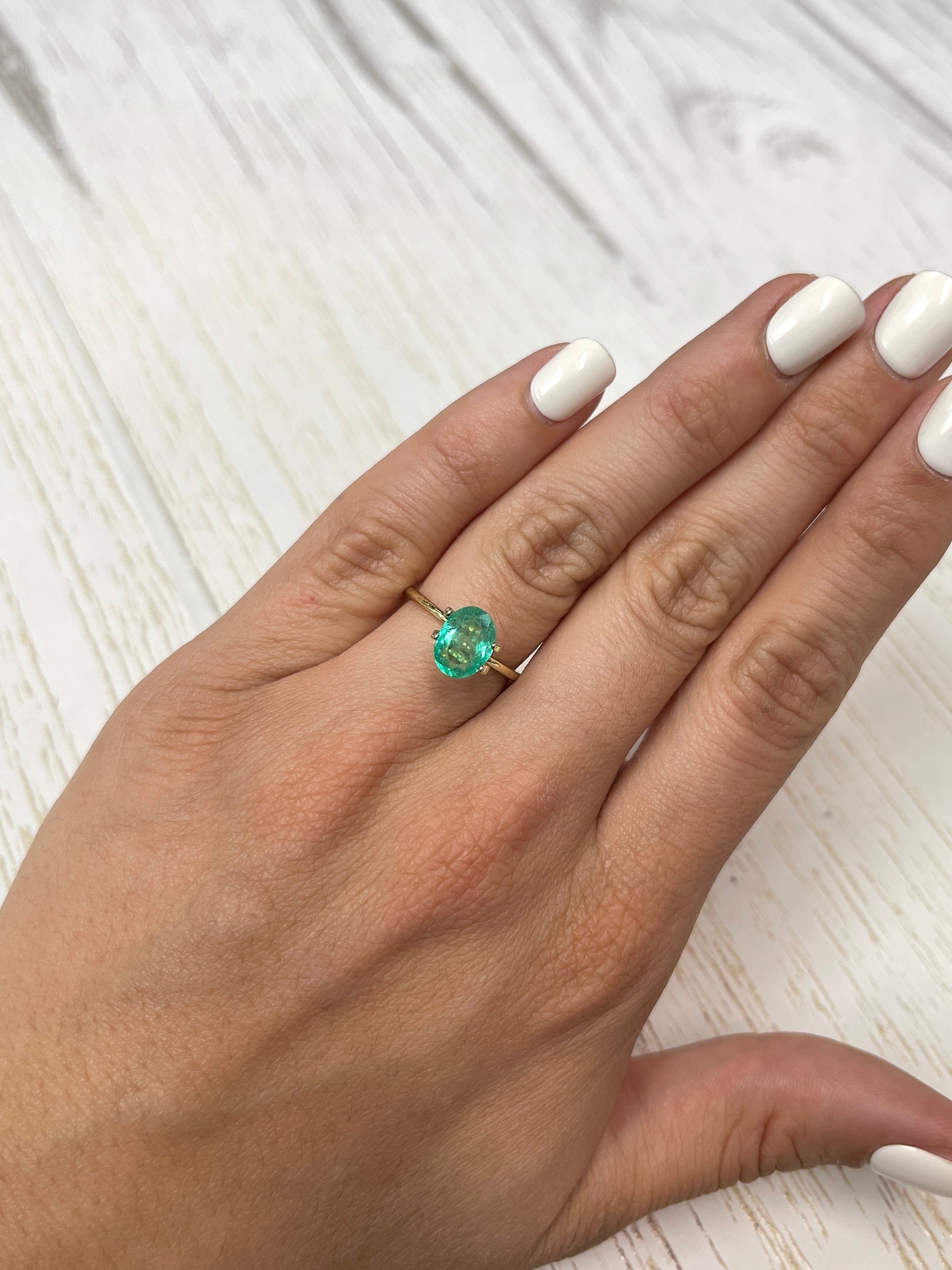 1.86 Carat Medium Light Green Natural Loose Colombian Emerald Oval Cut Gemstone for Jewelry Making, Engagement Rings & Fine Collections