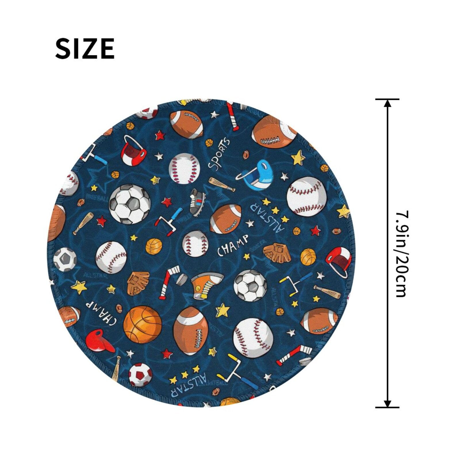 8-Inch Round Smooth Surface Mouse Pad for Baseball Basketball Football Hockey Fans - Perfect for Office, Home, and Gaming Setup - Non-Slip Computer Mousepad for PC & Laptop