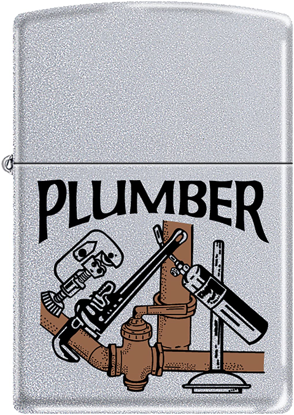 Zippo Windproof Lighter - Satin Chrome Plumber #Z284 for Camping & Outdoor