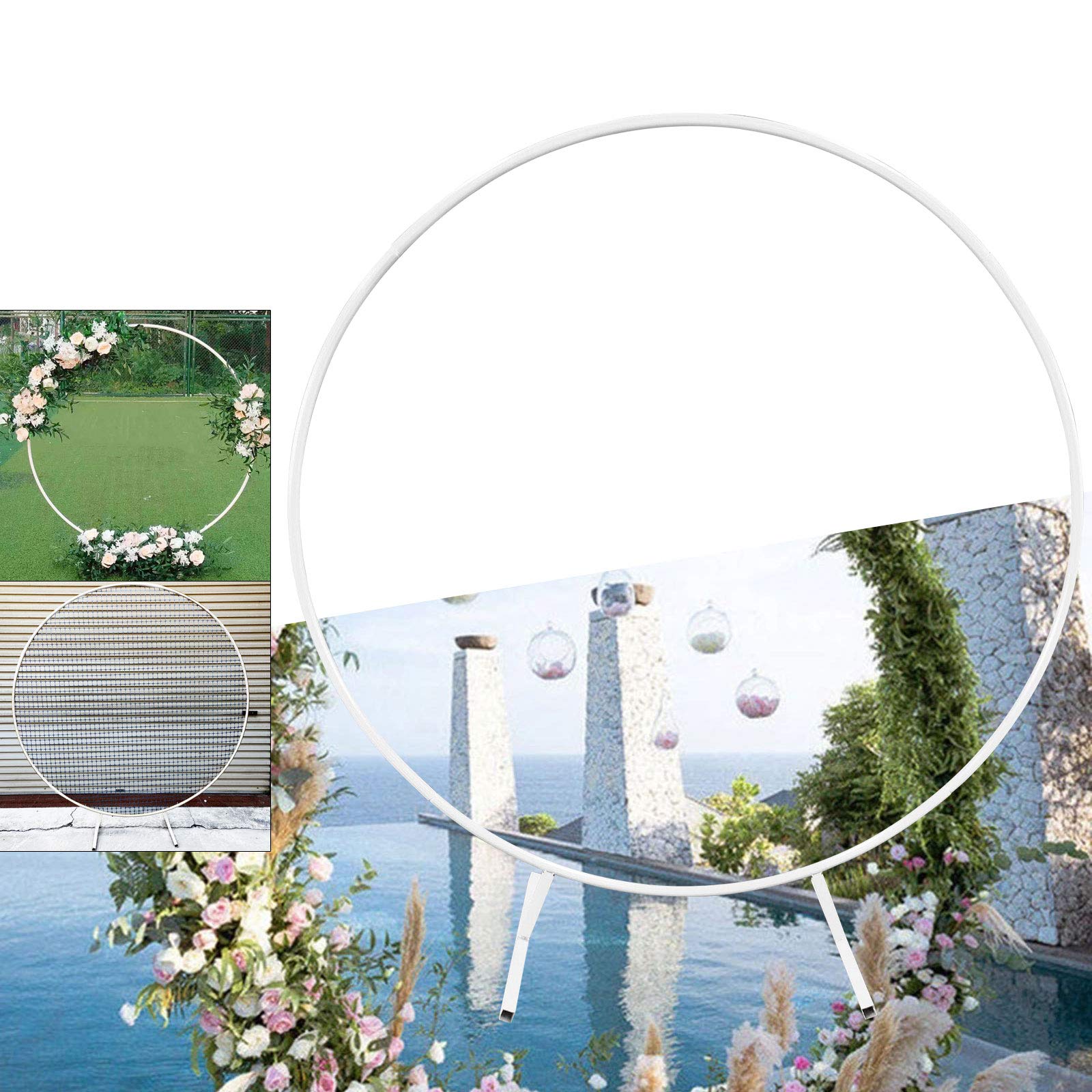 6.5ft Round Backdrop Stand - White Circle Metal Wedding Balloon Arch Kit for Party Decorations, Photo Booth Background, Birthday & Baby Shower Events