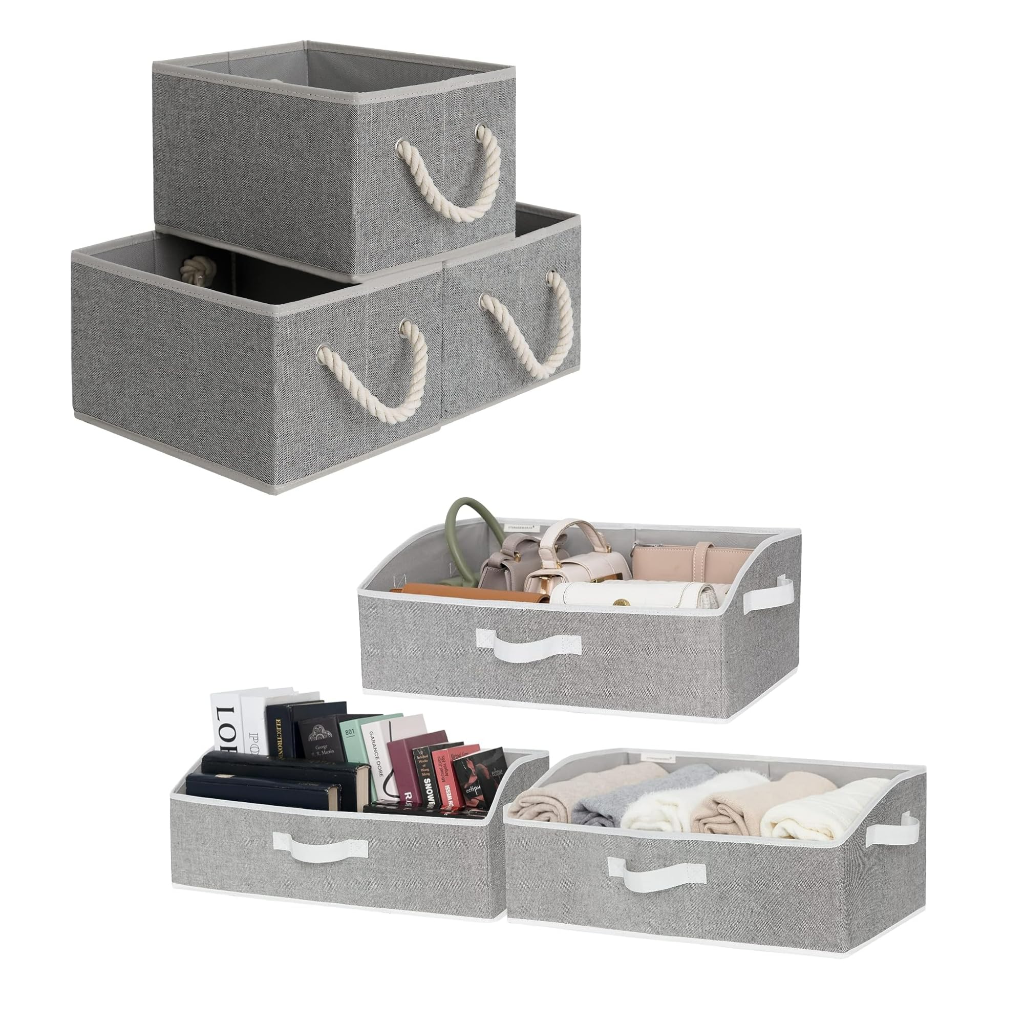 StorageWorks Plastic Storage Bins Set - 6 Pack Organizer Bins with Lids for Home, Office, Closet & Garage Organization - Stackable & Durable Storage Containers for Toys, Clothes & Supplies