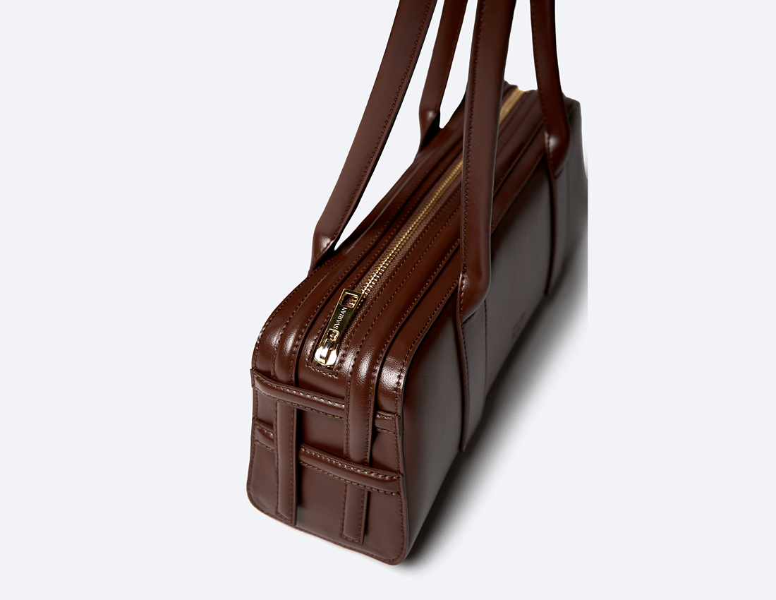 Paquin Vegan Italian Grape Leather Shoulder Bag for Women | Eco-Friendly Crossbody Purse | Sustainable Fashion Accessory for Work, Travel & Everyday Use | Cocoa Brown