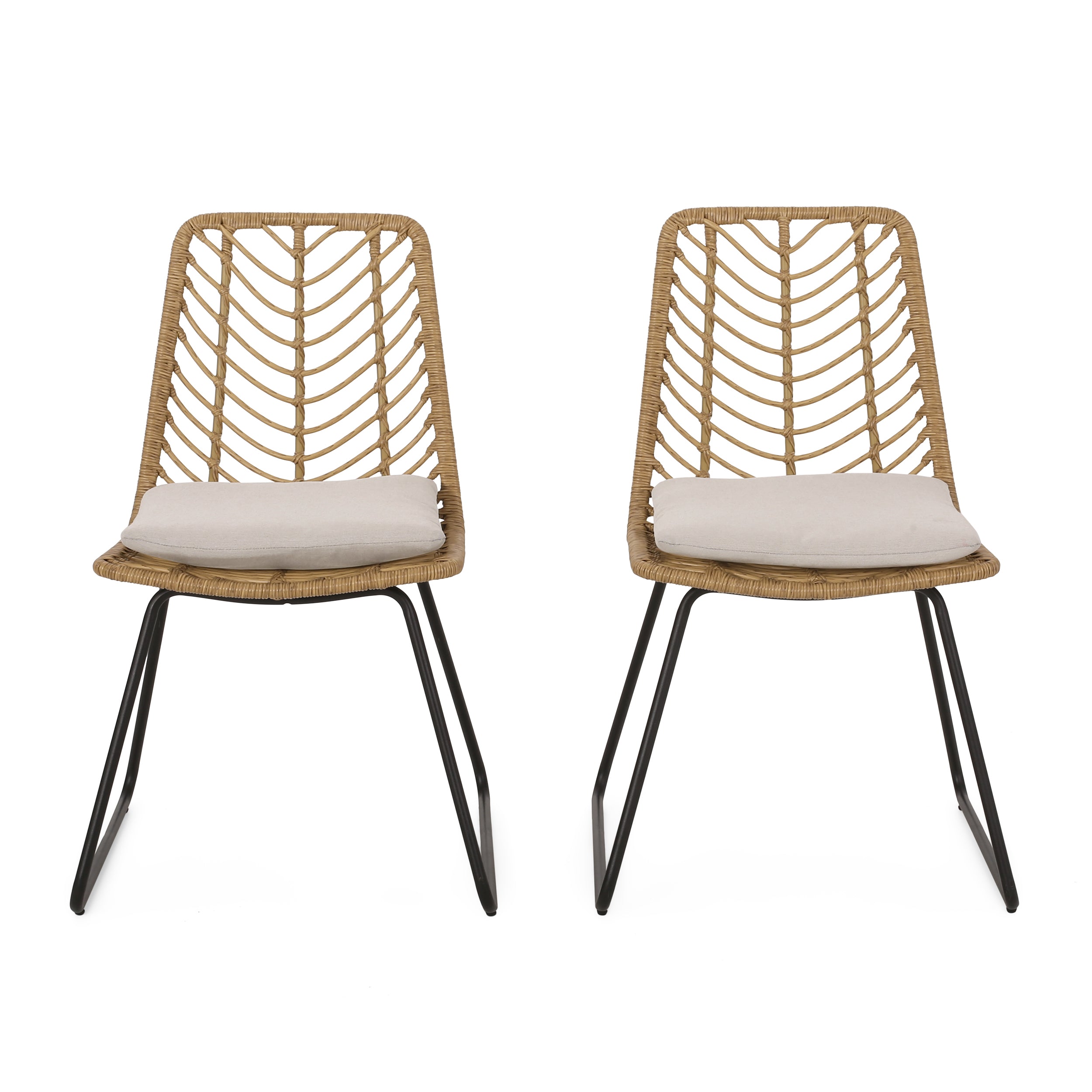 DEJA CHAIR Set of 2 with 2 Cushions - Modern Patio Lounge Chairs for Outdoor, Garden, Poolside & Balcony Relaxation